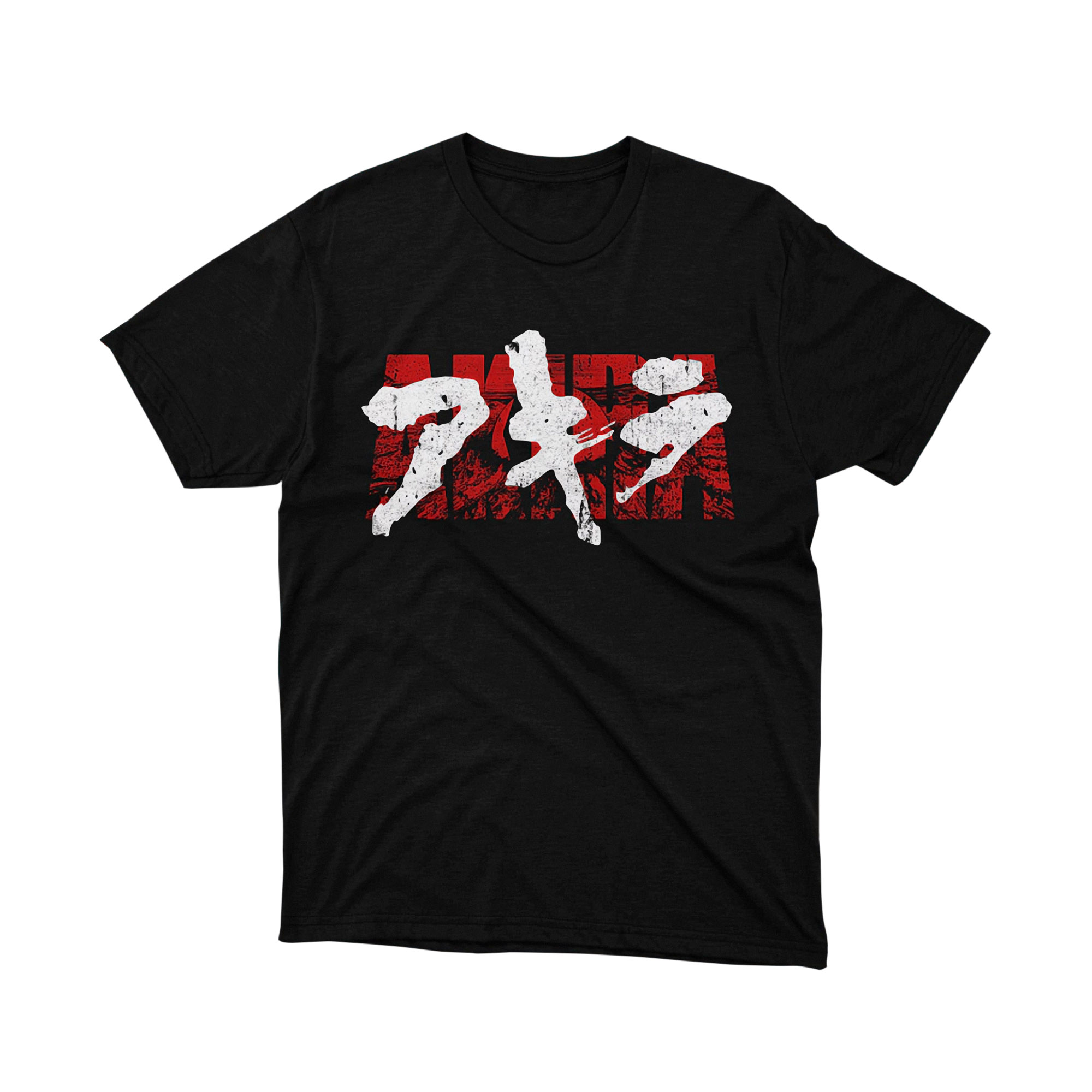 Akira Japanese Biker Kanji Silhouette T-Shirt, Anime Movie Graphic Retro Urban Streetwear Tee