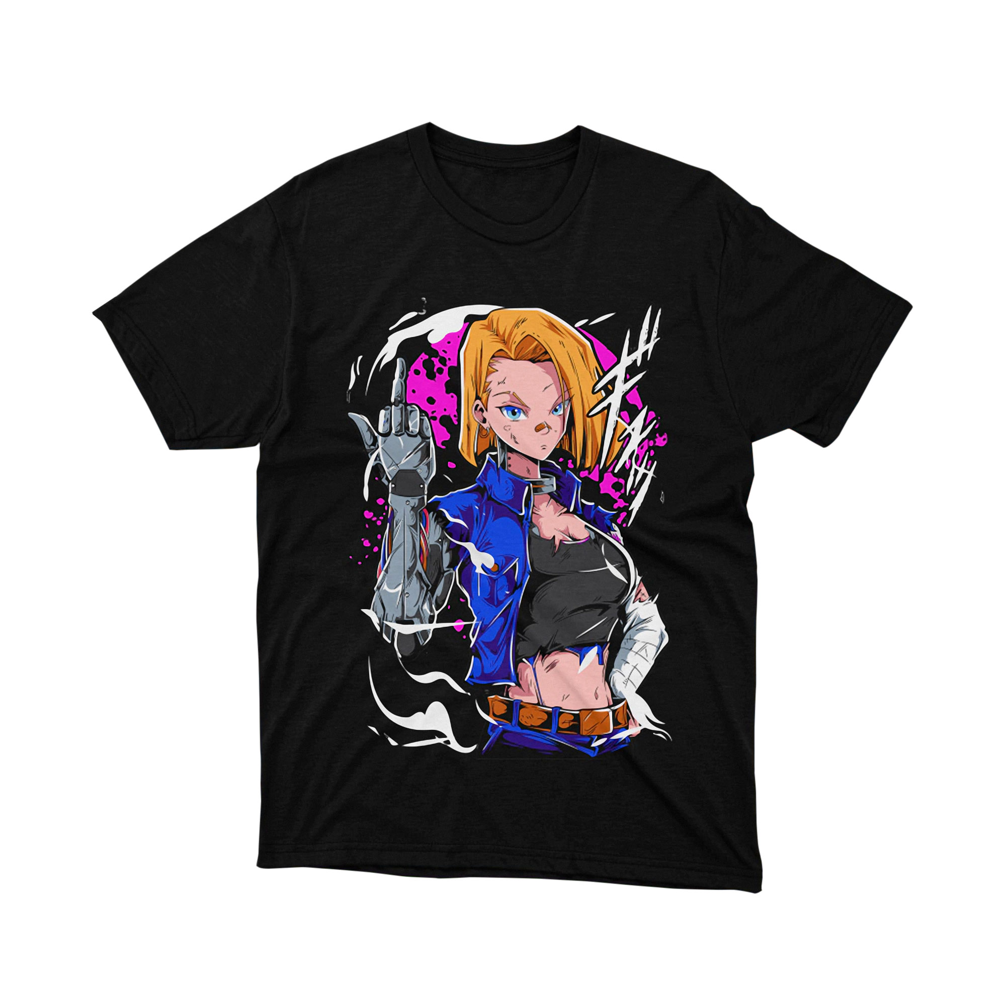 Android 18 Battle Mode Tee Unisex Anime Graphic Shirt Japanese Manga Style Gift for Anime Lovers and Fans