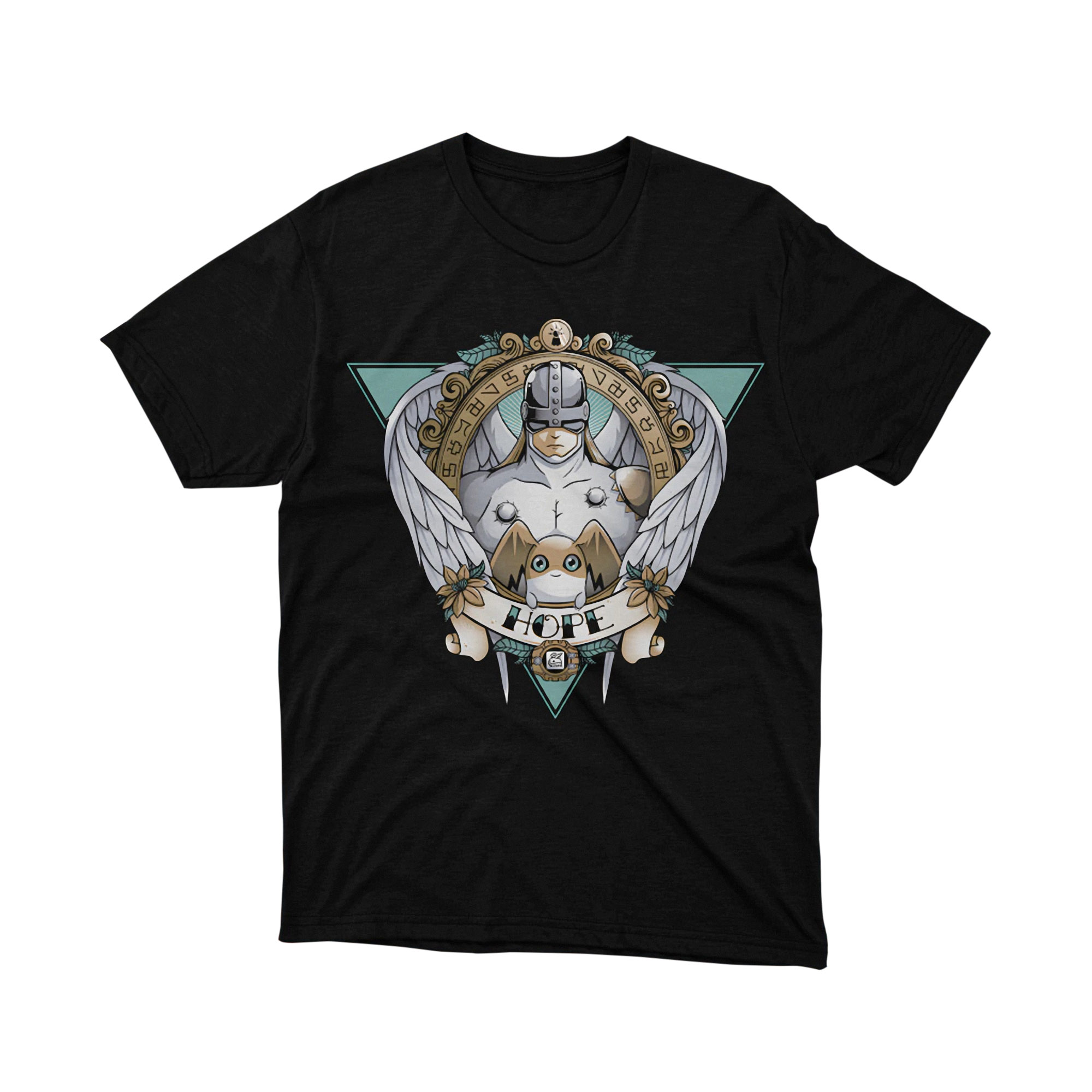 Angemon Patamon Digimon Hope Crest Anime T Shirt Angelic Digital Monster Tee