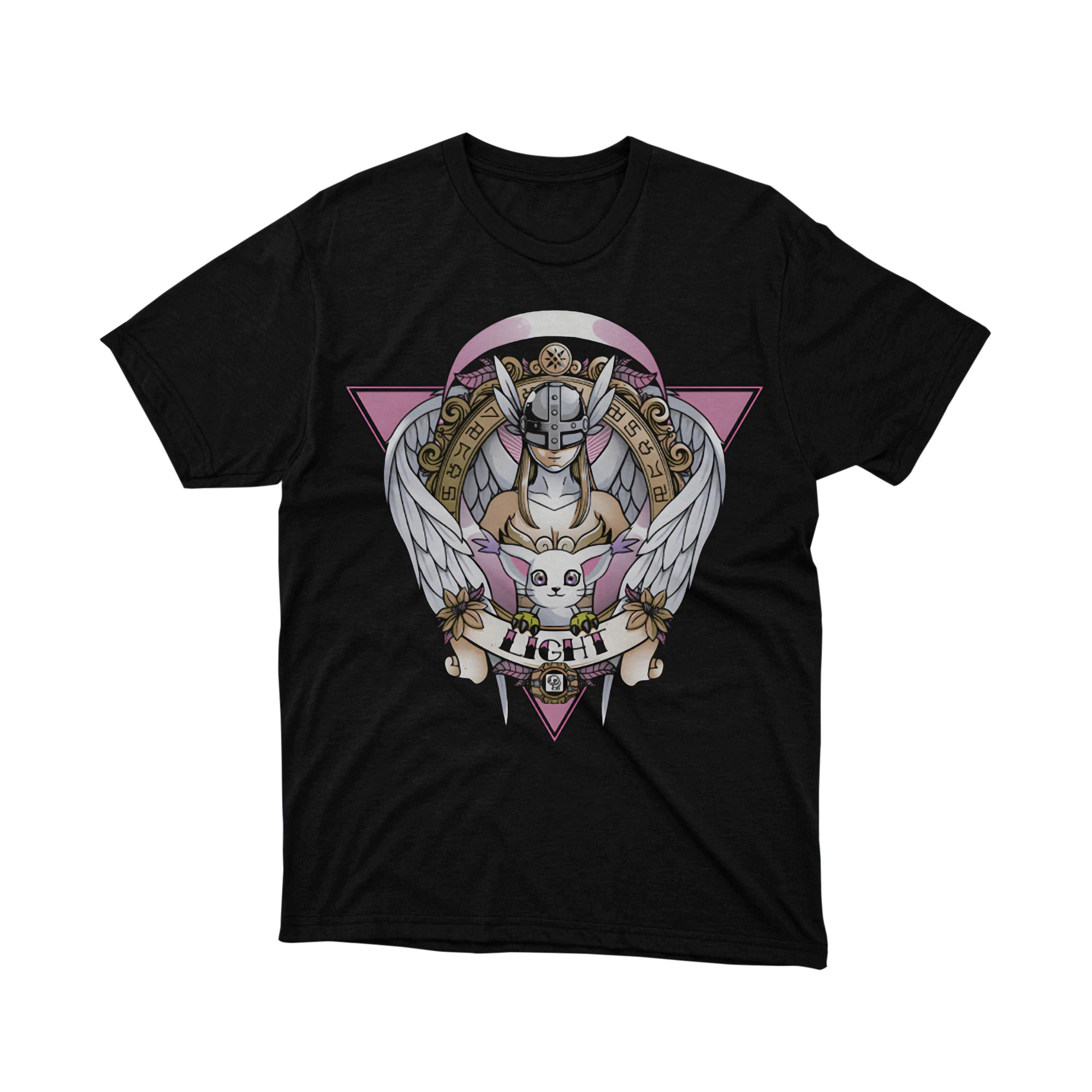 Angewomon Salamon Digimon Light Crest Anime T Shirt Angel Monster Manga Graphic