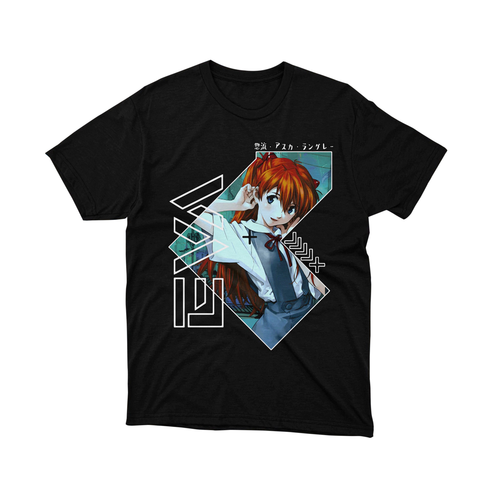 Asuka Langley Anime Shirt Japanese Mecha Girl Graphic Tee Red Hair Art Design Shirt for Men and Women
