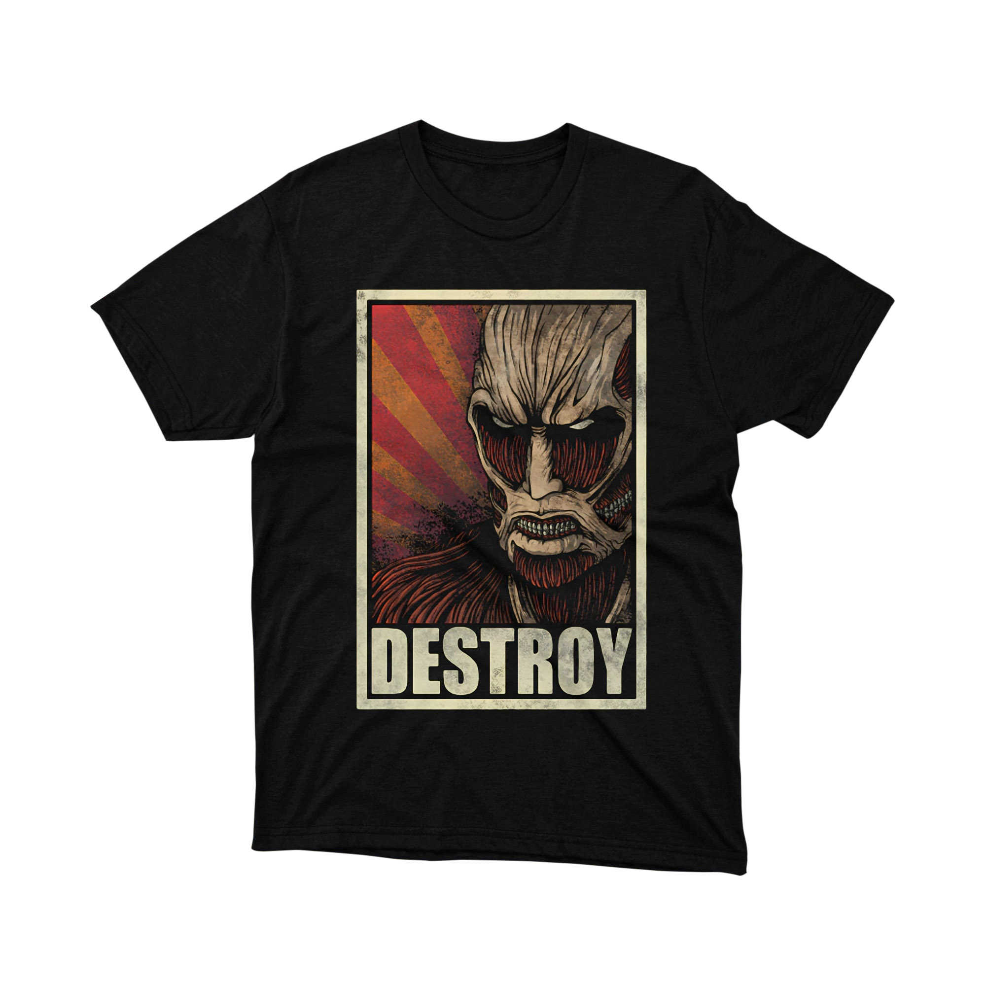 Attack on Titan Colossal Titan Destroy Poster T-Shirt Anime Illustration Japanese Manga Art Tee
