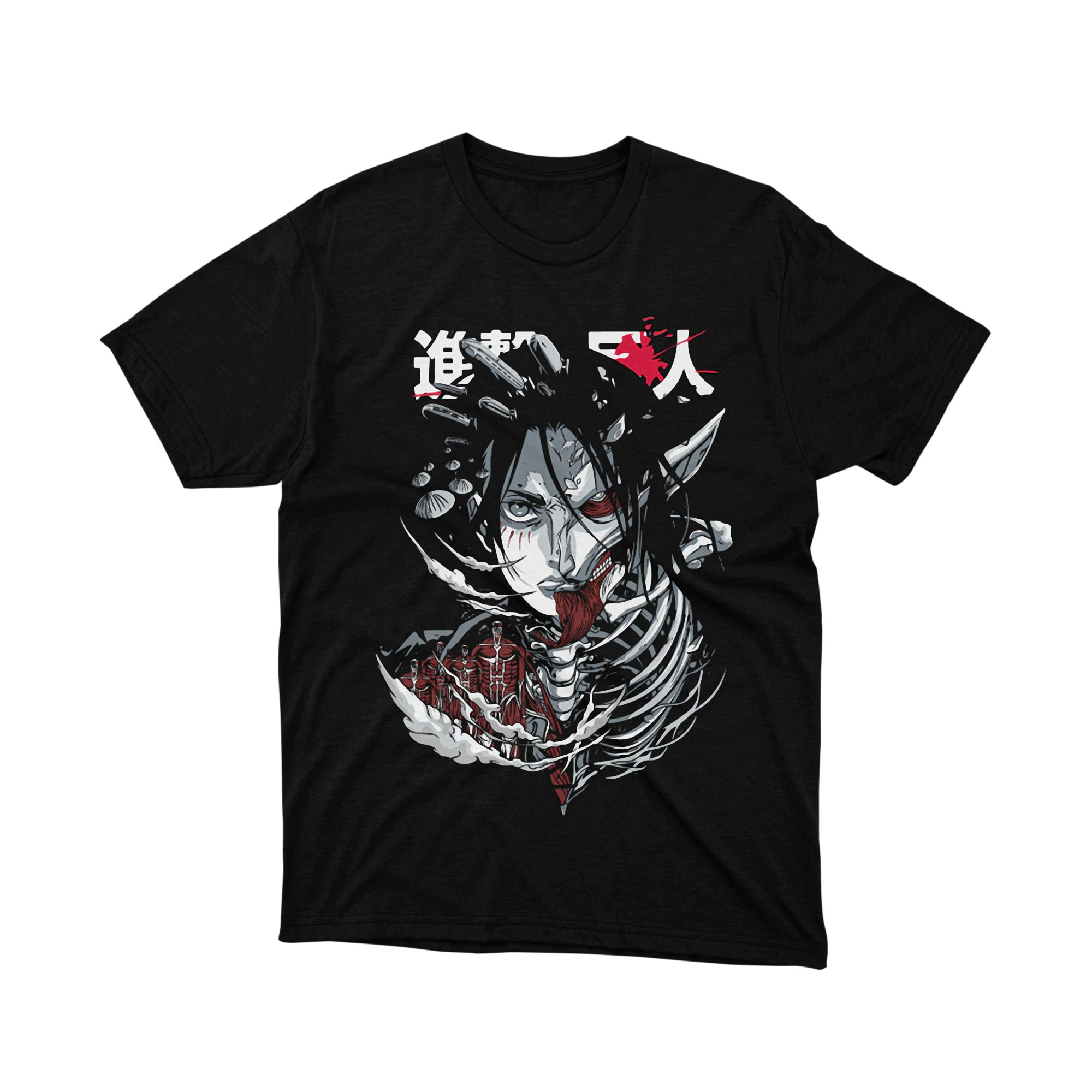 Attack on Titan Eren Berserk Skeleton Form T-Shirt, Japanese Manga Anime Monster Graphic Tee