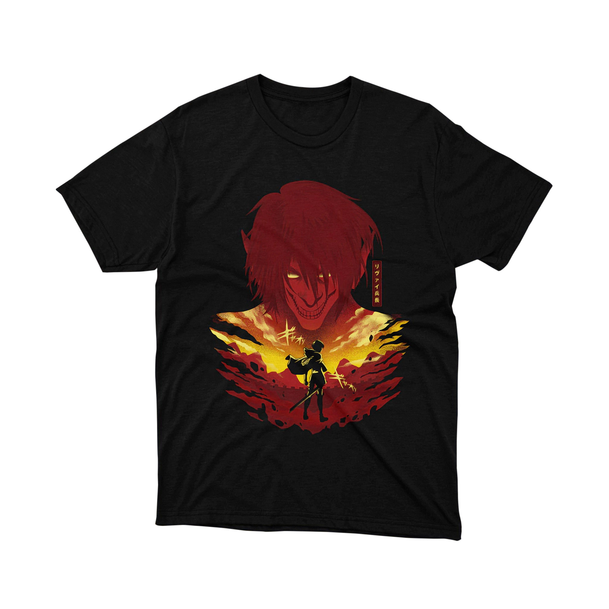 Attack on Titan Eren Jaeger Red Sunset Titan T-Shirt, Anime Manga Hero Japanese Streetwear