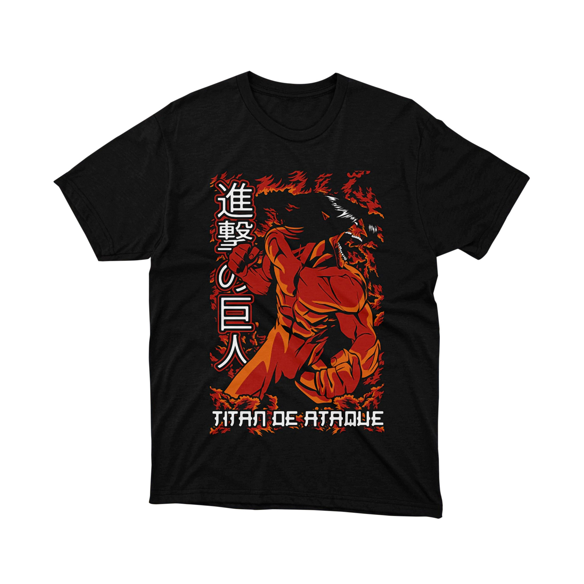 Attack on Titan Form Shifter Red Flames Graphic T-Shirt Anime Japanese Manga Monster Urban Tee