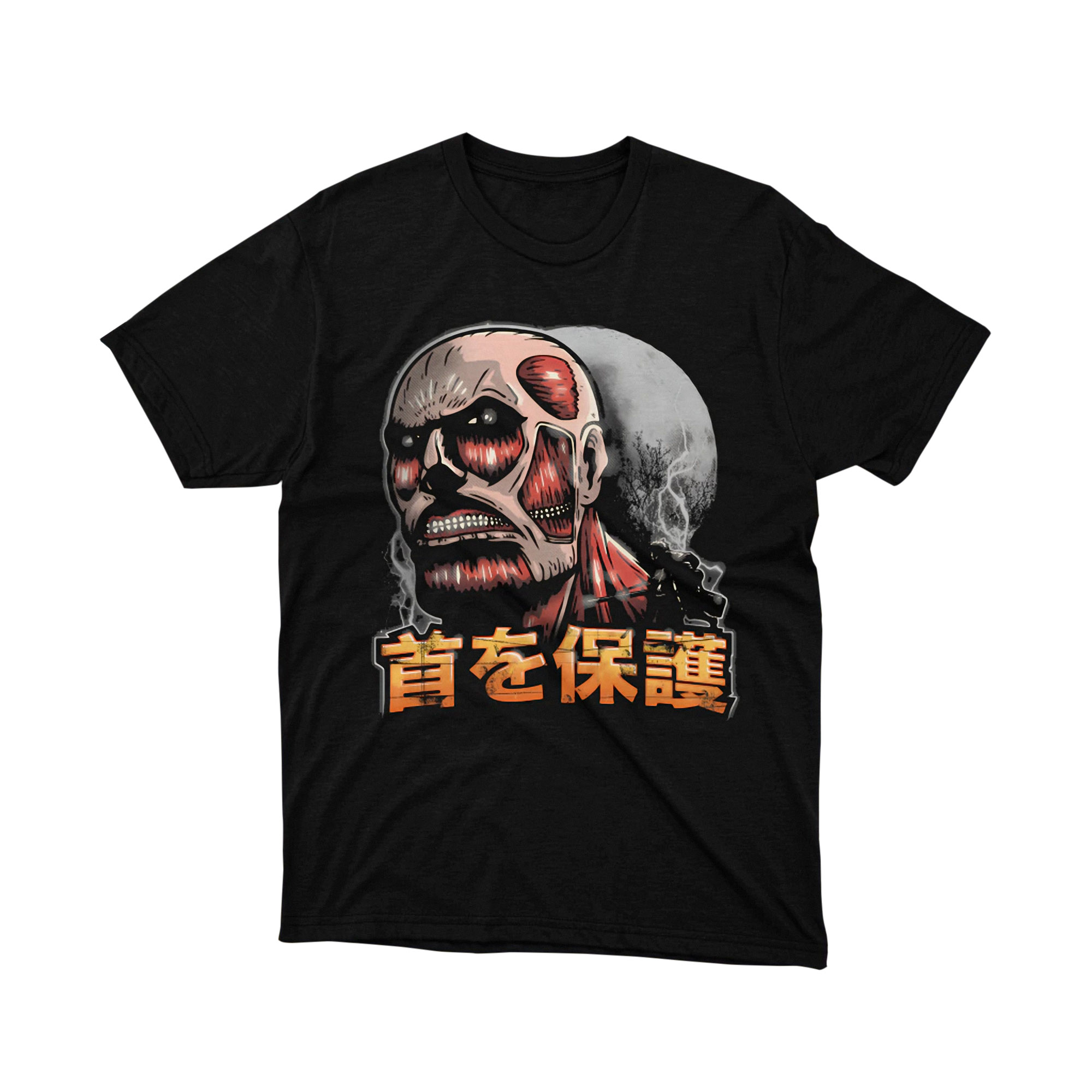 Attack on Titan Kanji Titan Head Graphic T-Shirt Japanese Anime Manga Monster Urban Tee Gift