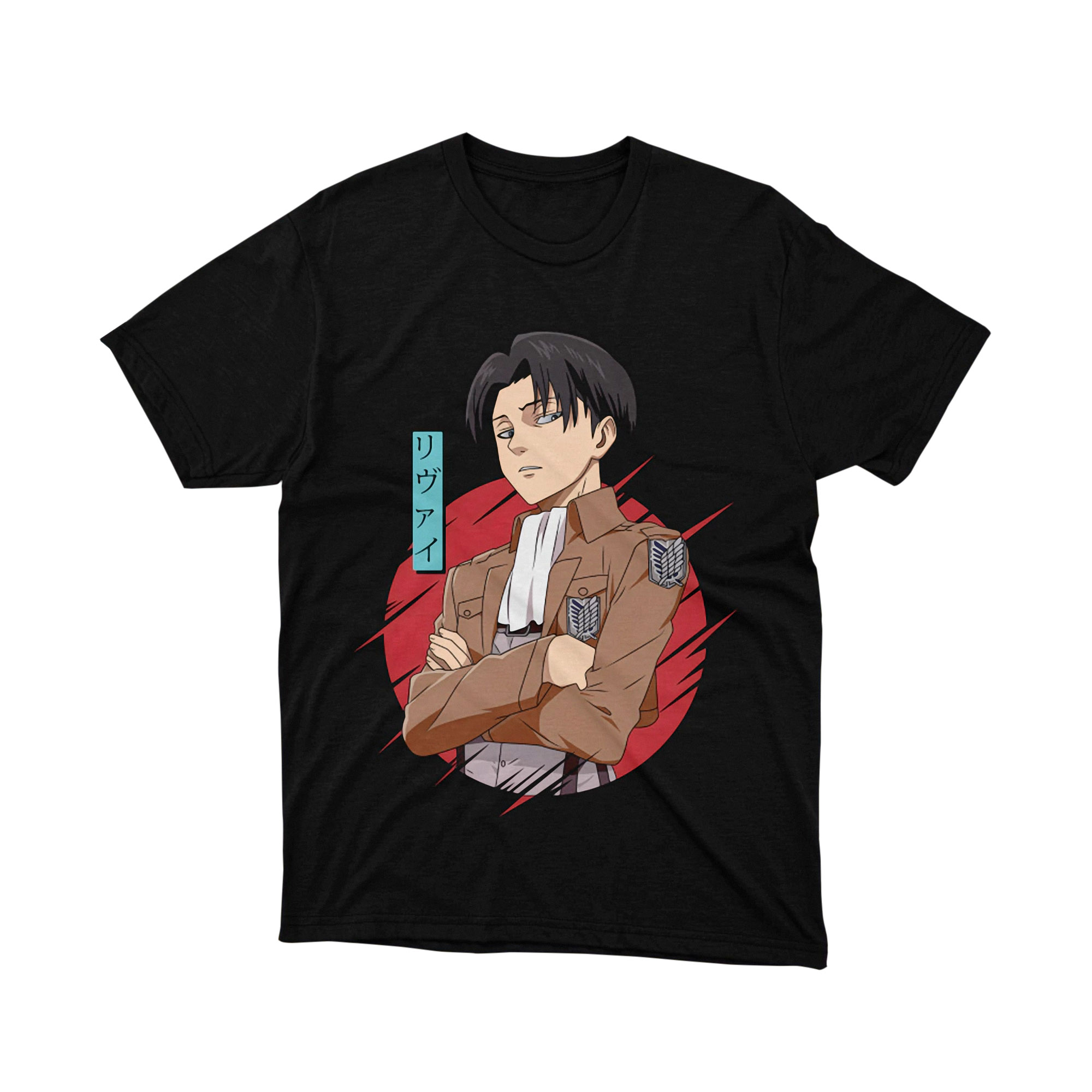 Attack on Titan Levi Ackerman Red Circle T-Shirt Anime Japanese Manga Hero Urban Art Tee