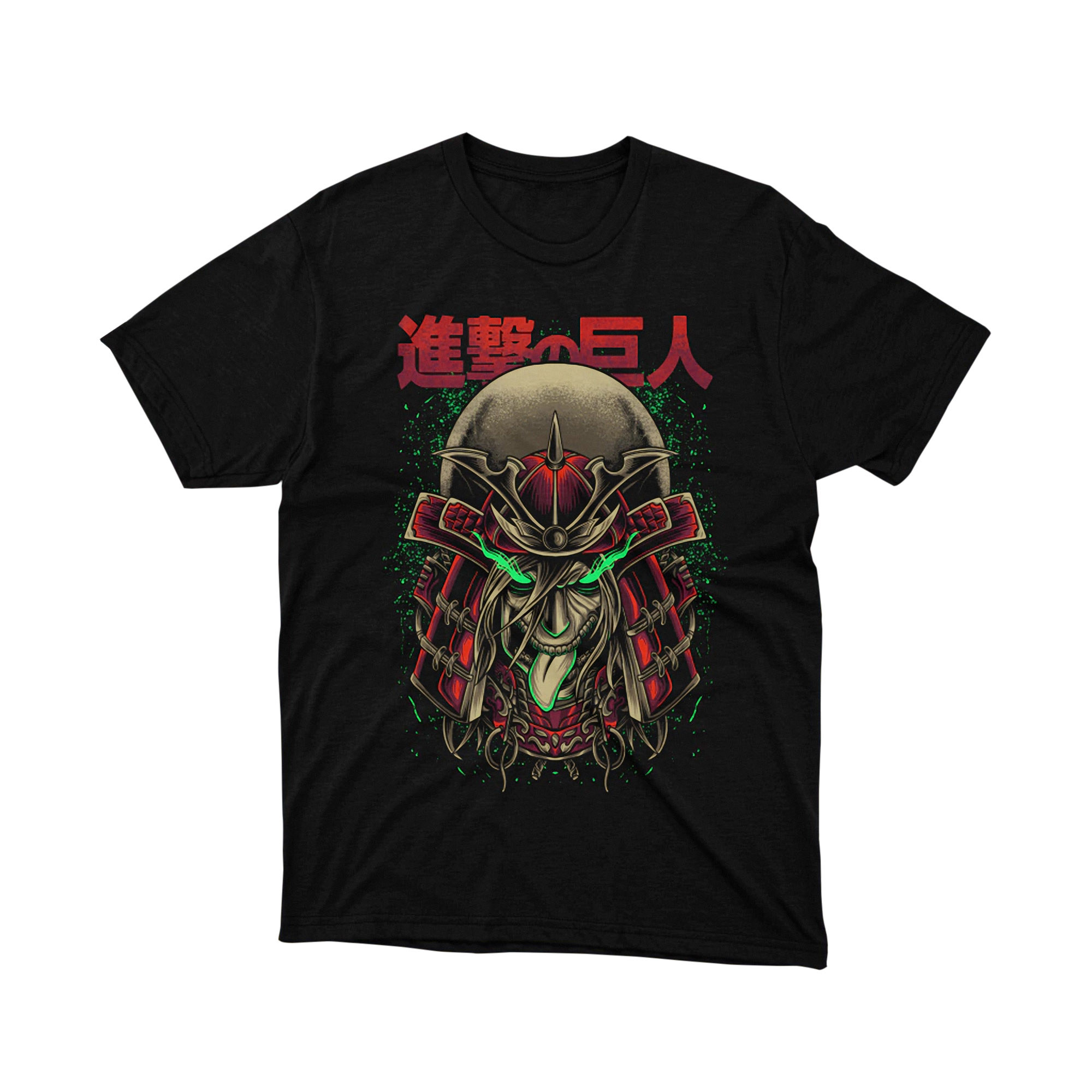 Attack on Titan Samurai Titan Mask Eren Kanji T-Shirt, Japanese Anime Manga Urban Art Gift Tee