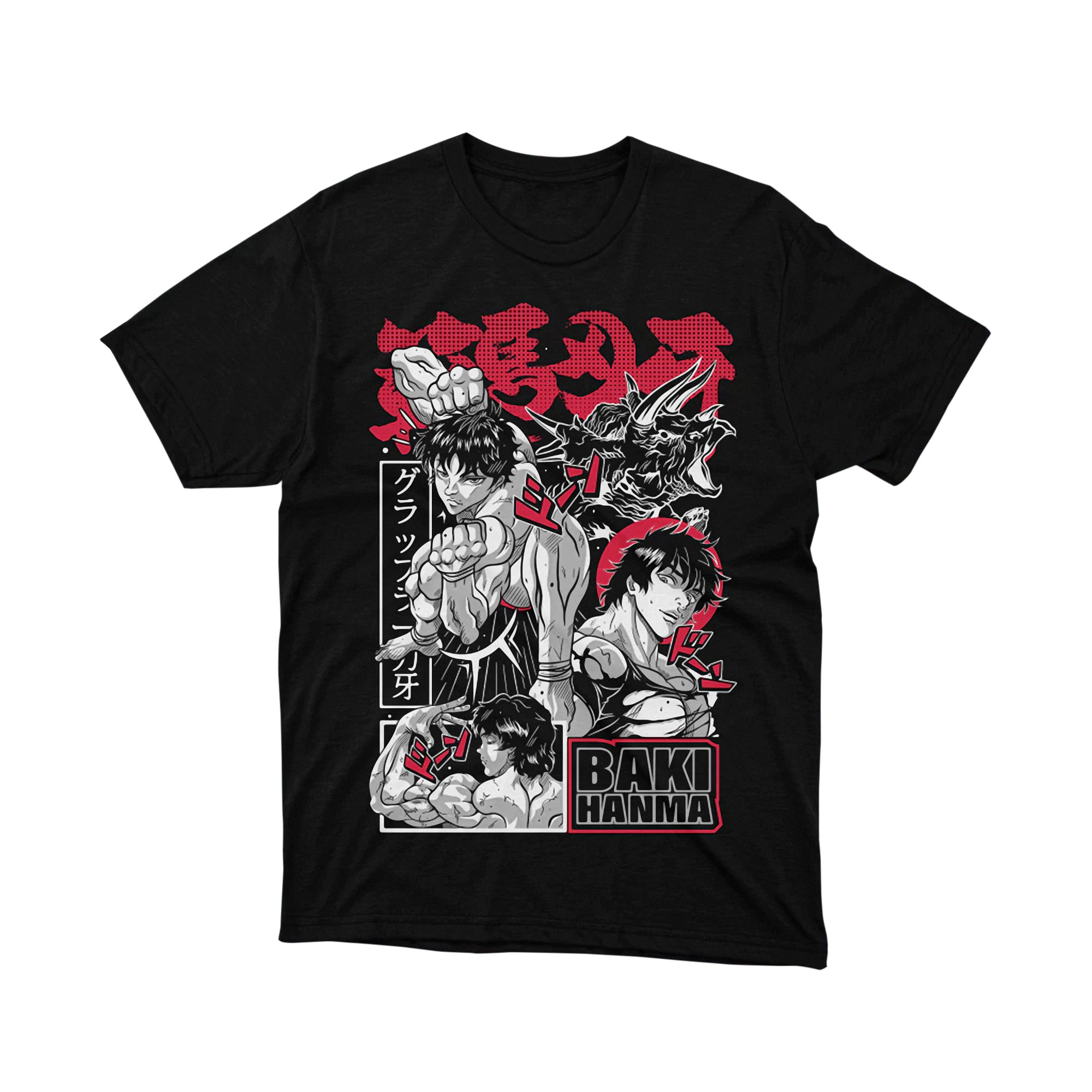 Baki Hanma The Grappler Silhouette T-Shirt Anime Boxing Fighter Manga Classic Art Streetwear Tee