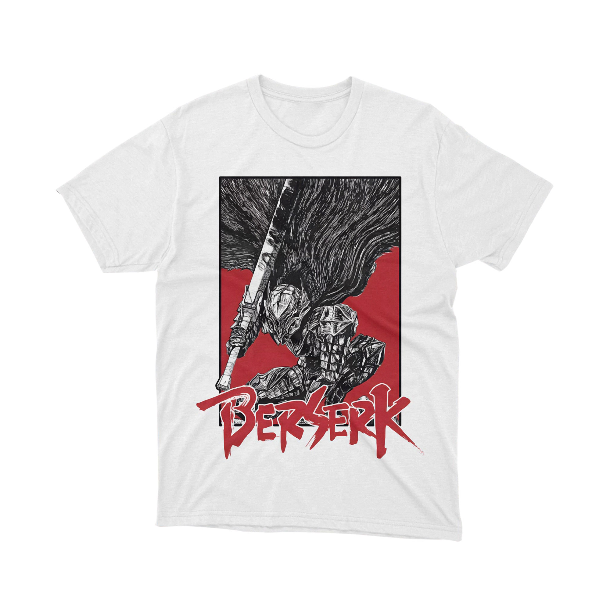 Berserk T Shirt Armored Guts Black Swordsman Red Graphic Manga Anime Tee