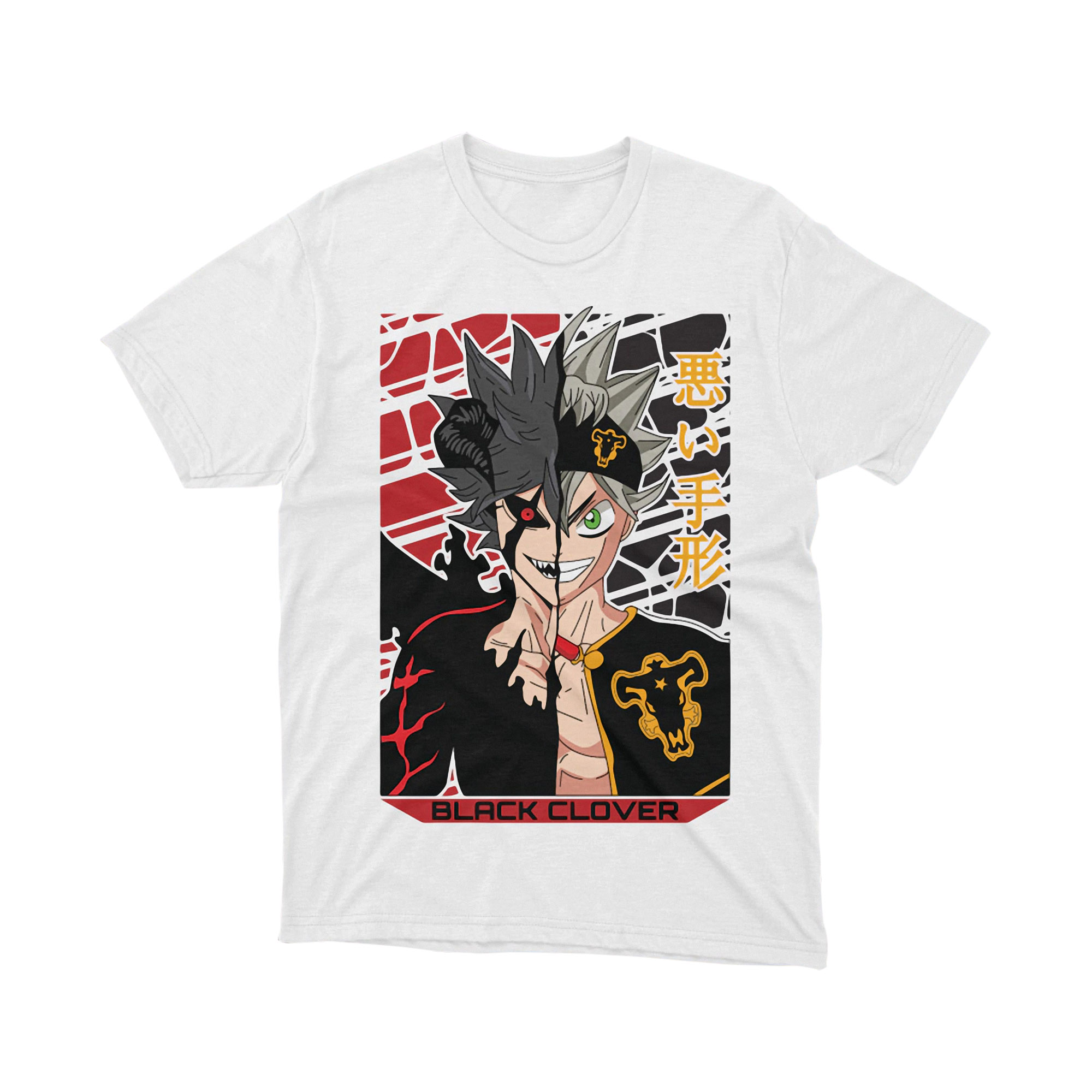 Black Clover Asta Split Devil Transformation T-Shirt Anime Japanese Manga Magic Hero Tee