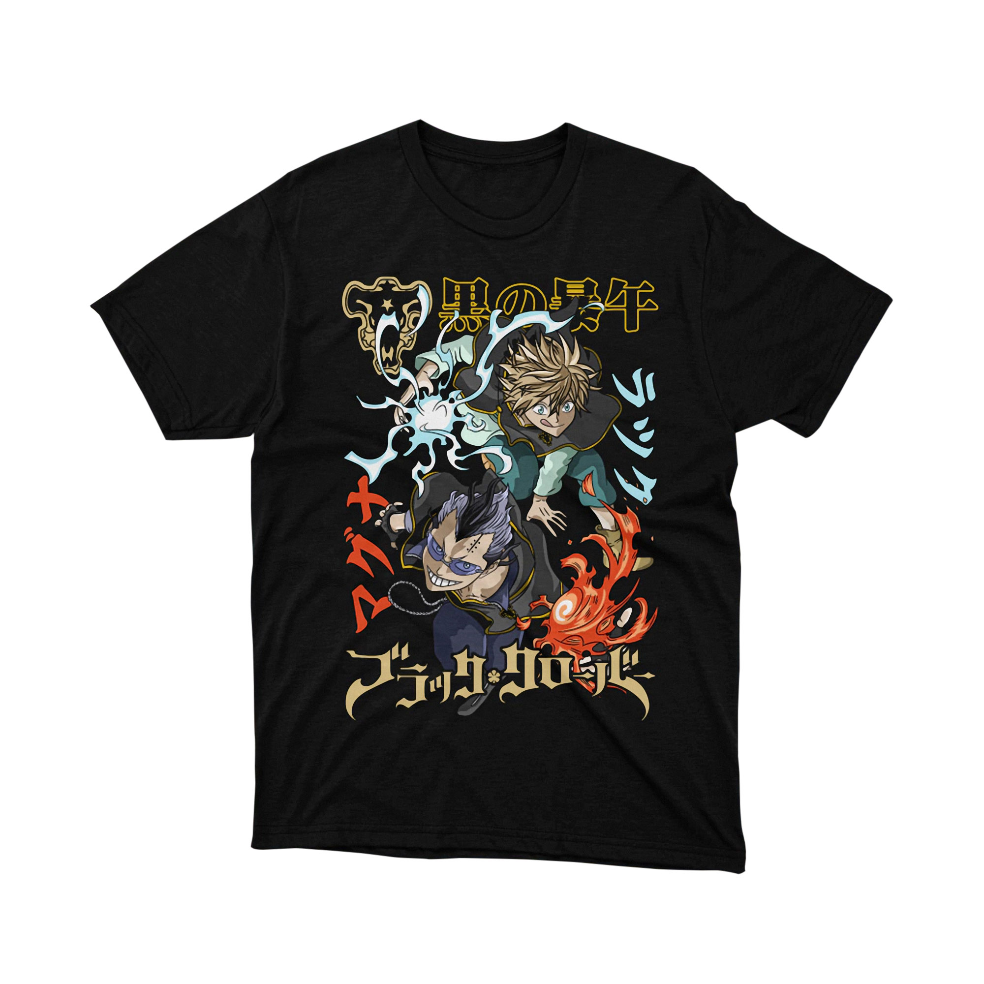 Black Clover Magna Luck Chibi T-Shirt Black Bulls Magic Knights Anime Manga Fan Tee