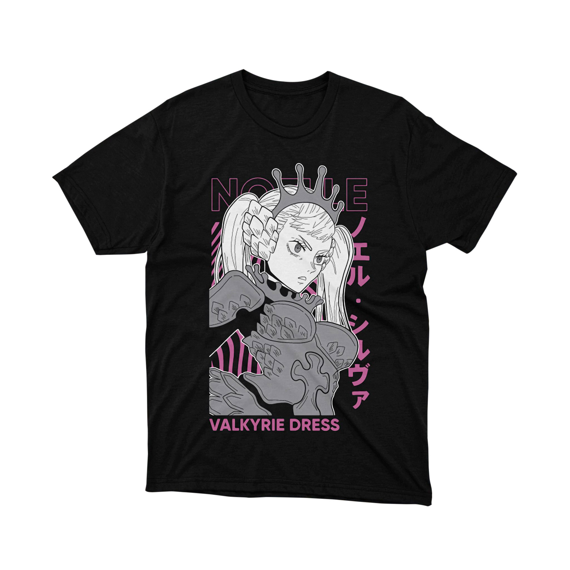 Black Clover Noelle Valkyrie Dress T-Shirt Noble Silver Armor Anime Manga Tee, Fantasy Costume Shirt
