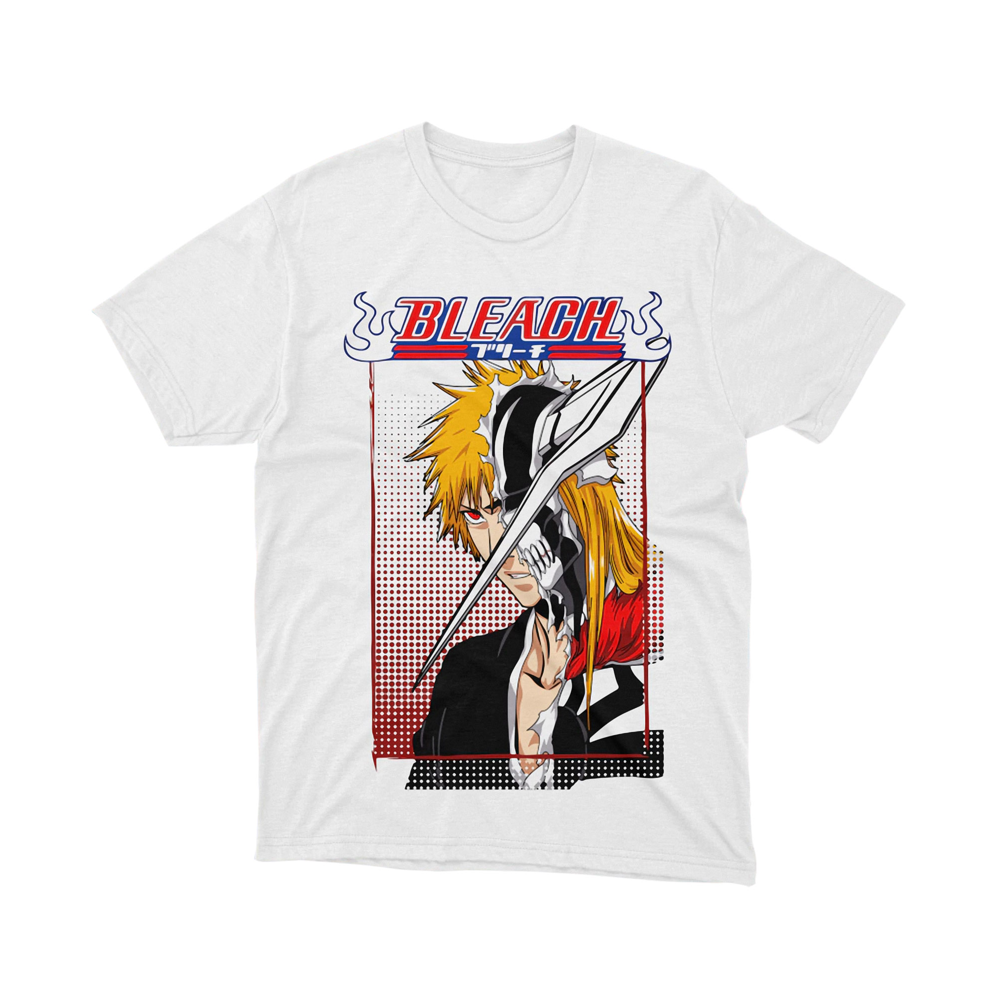 Bleach Ichigo Full Hollow Mask Anime T Shirt Split Manga Hero Black White Art