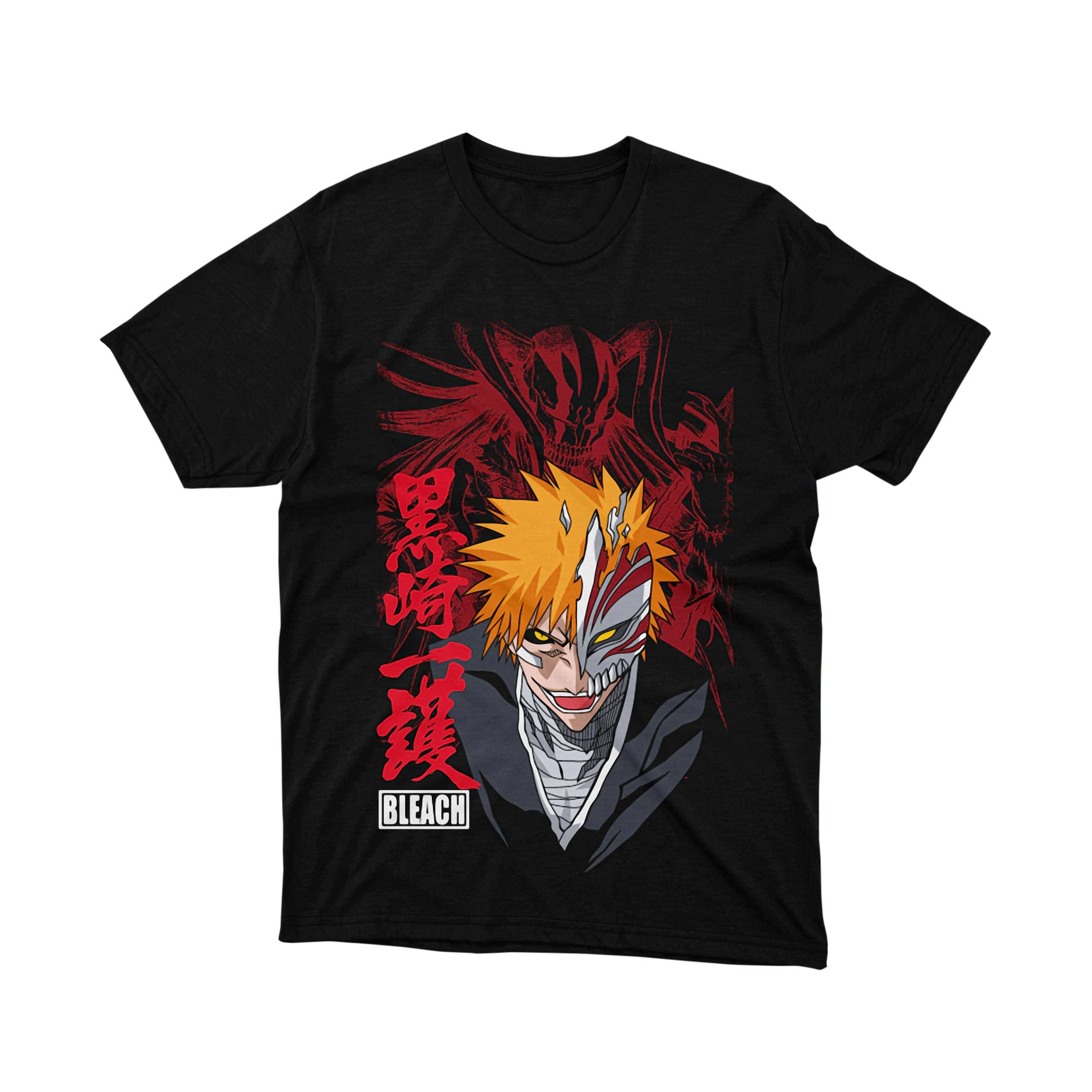Bleach Ichigo Hollow Masked Spirit T-Shirt Orange Hair Anime Manga Villain Graphic Tee