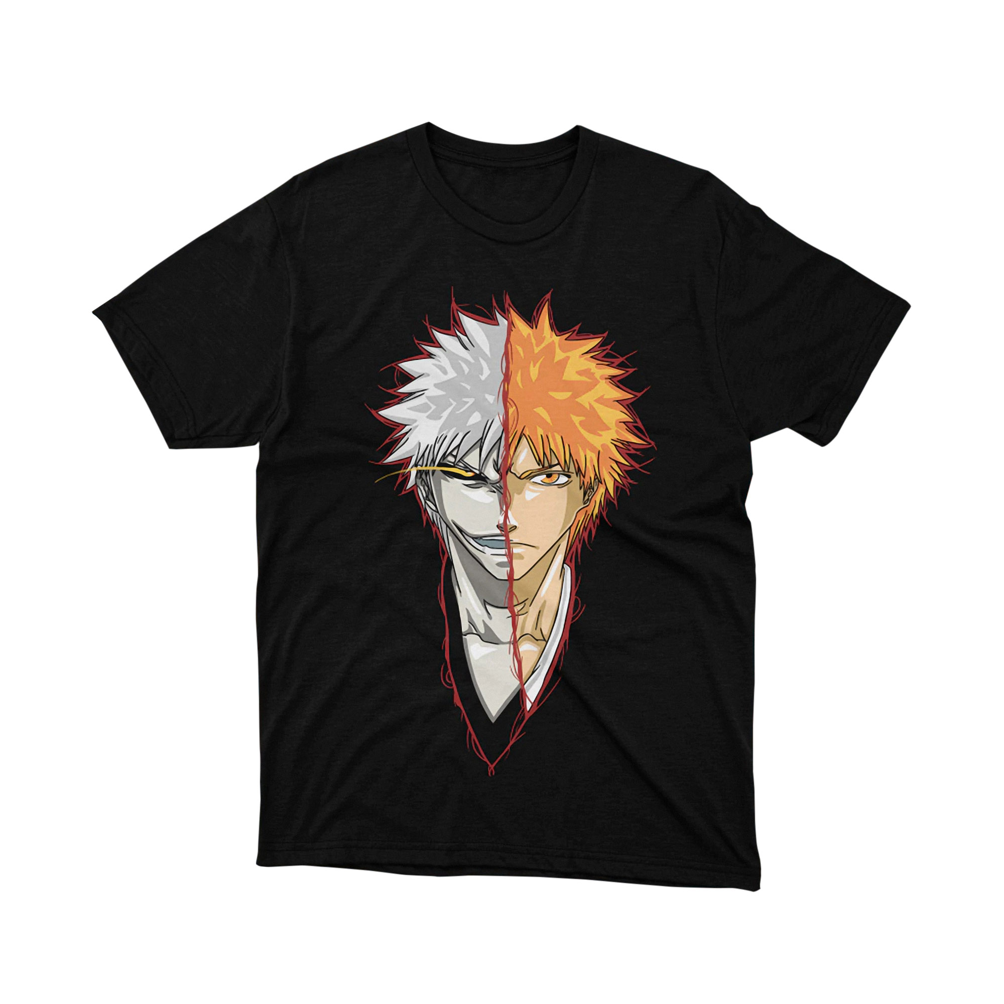 Bleach Ichigo Soul Reaper Red Sun T-Shirt Japanese Manga Anime Graphic Tee, Sword Art Design.jpg
