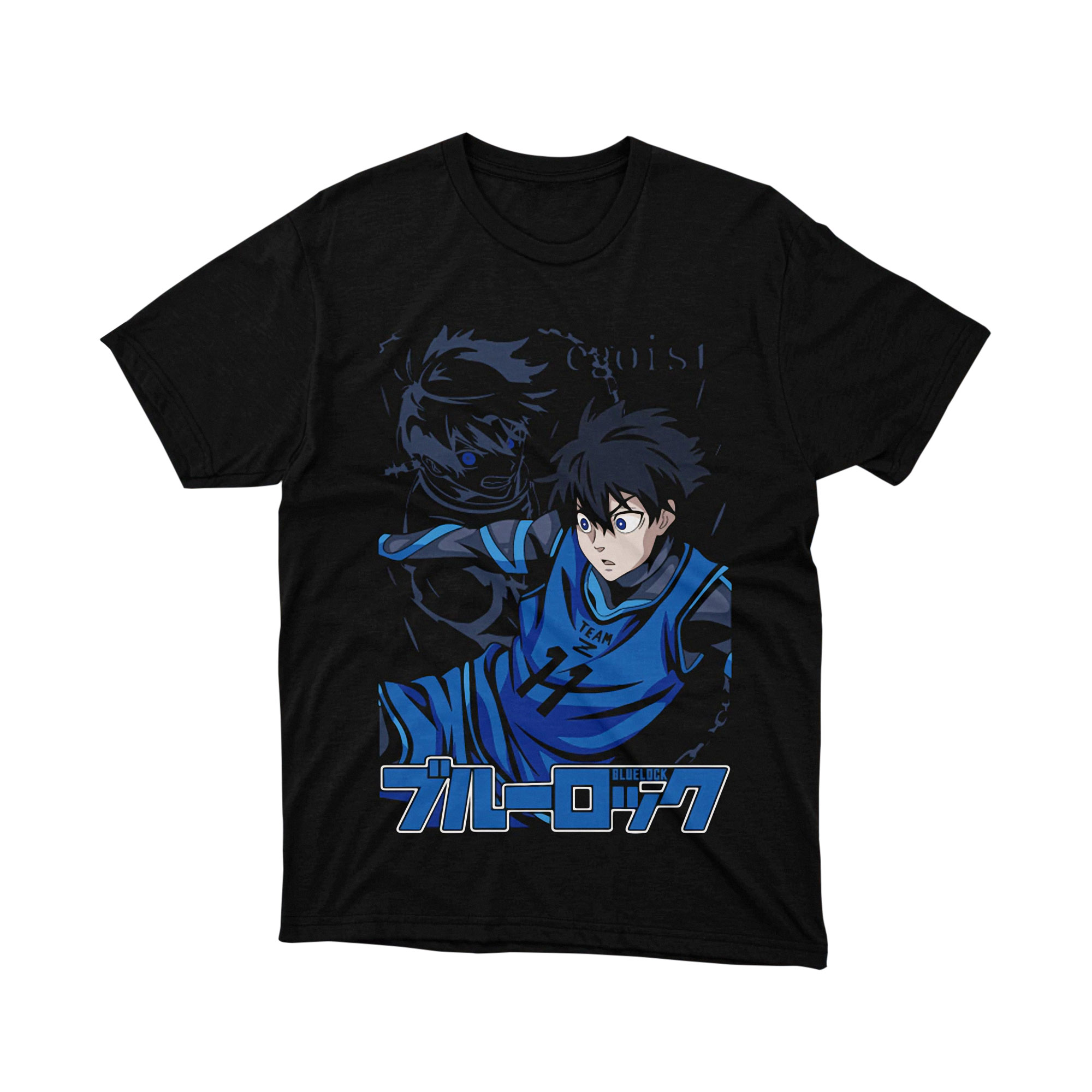 Blue Lock Isagi Yoichi Anime T Shirt Blue Soccer Player Action Manga