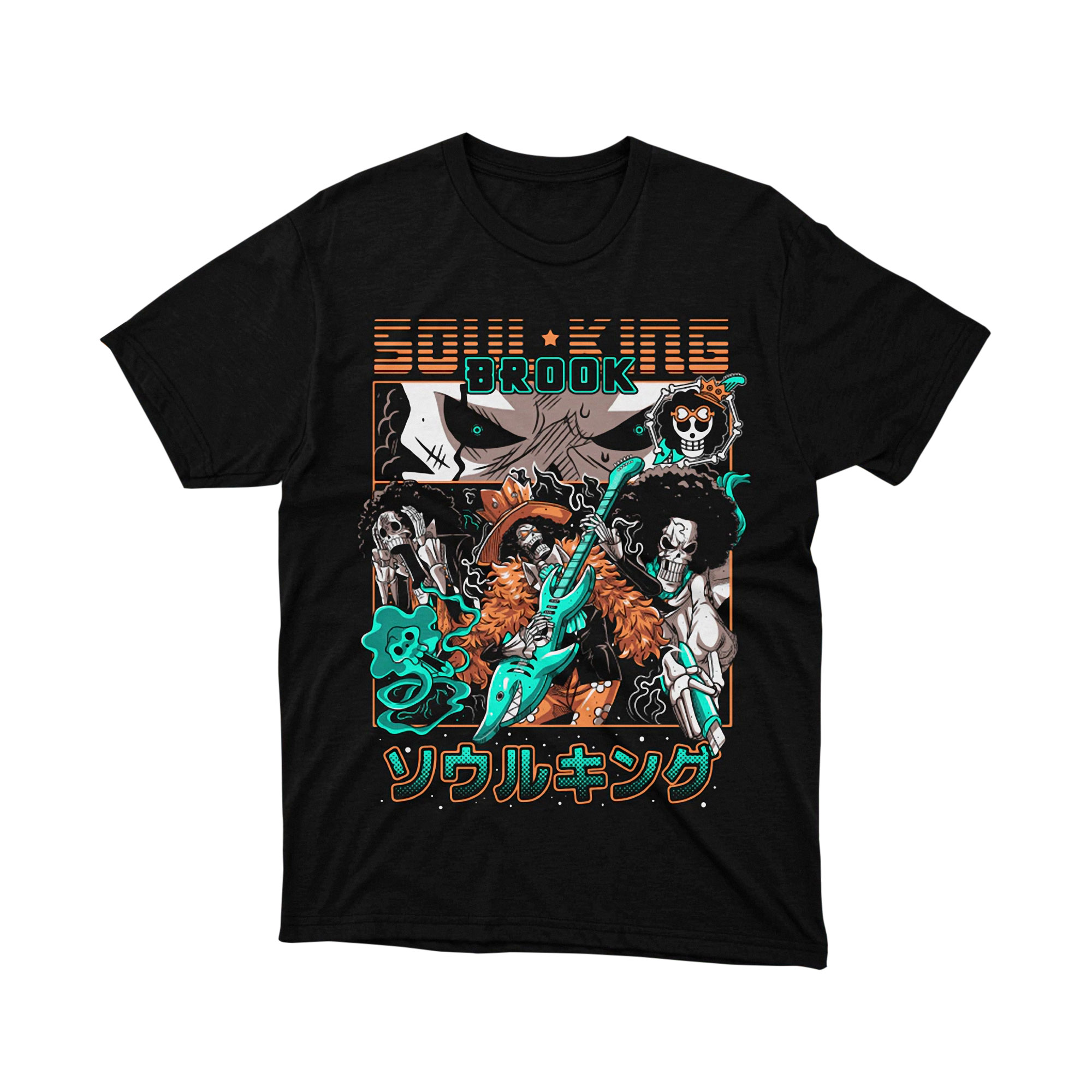 Brook Soul King Music Guitar Retro Anime One Piece T Shirt
