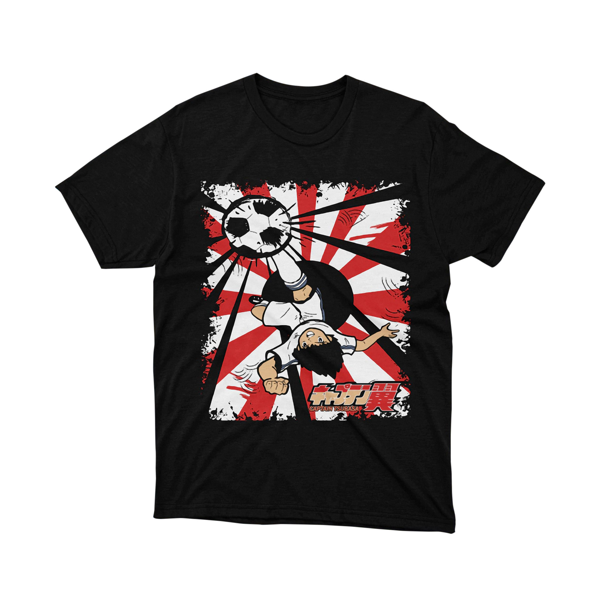 Captain Tsubasa Soccer Kick Rising Sun Retro Anime T Shirt