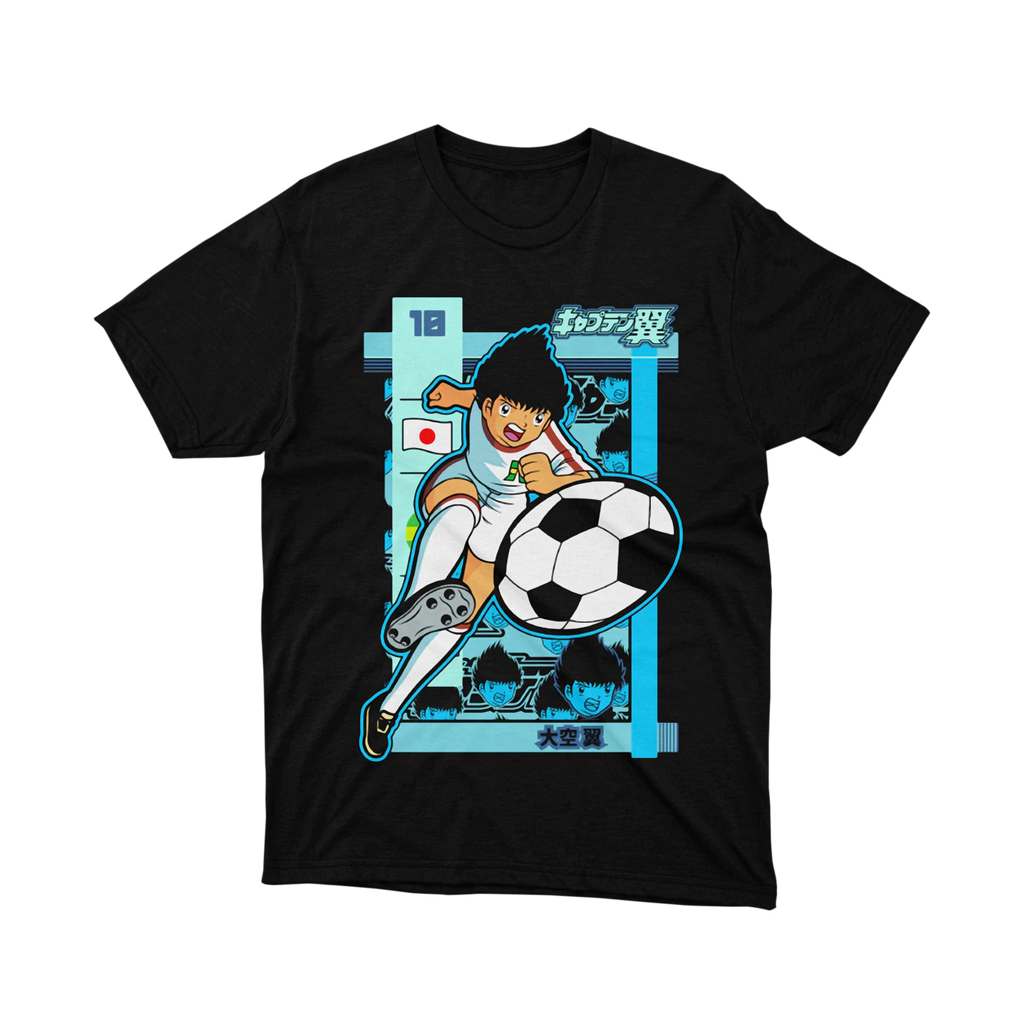 Captain Tsubasa Soccer Star Japan Classic Manga Blue Frame T Shirt