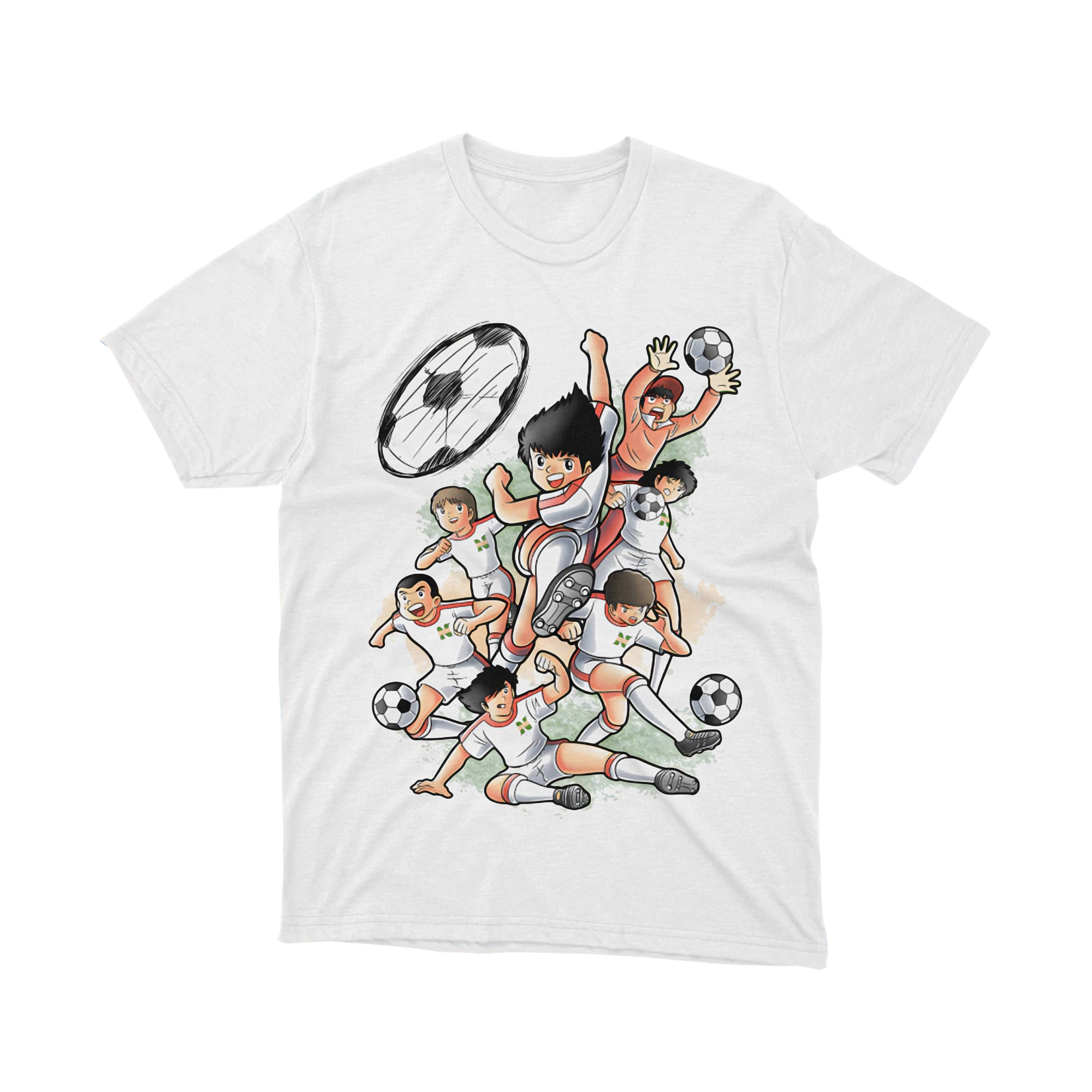 Captain Tsubasa Team Group Shot Manga Soccer Friends White T Shirt
