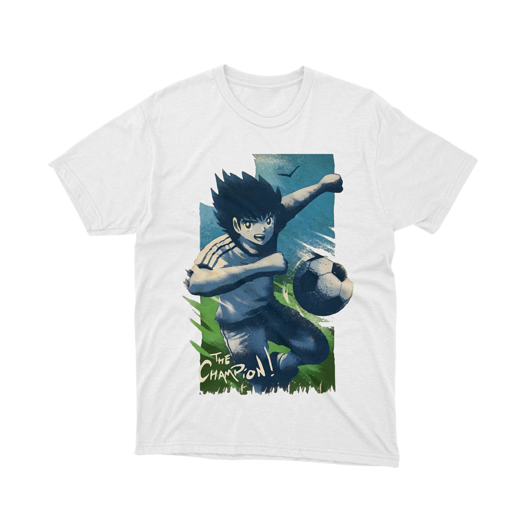 Captain Tsubasa The Champion Blue Watercolor Kick Anime T Shirt