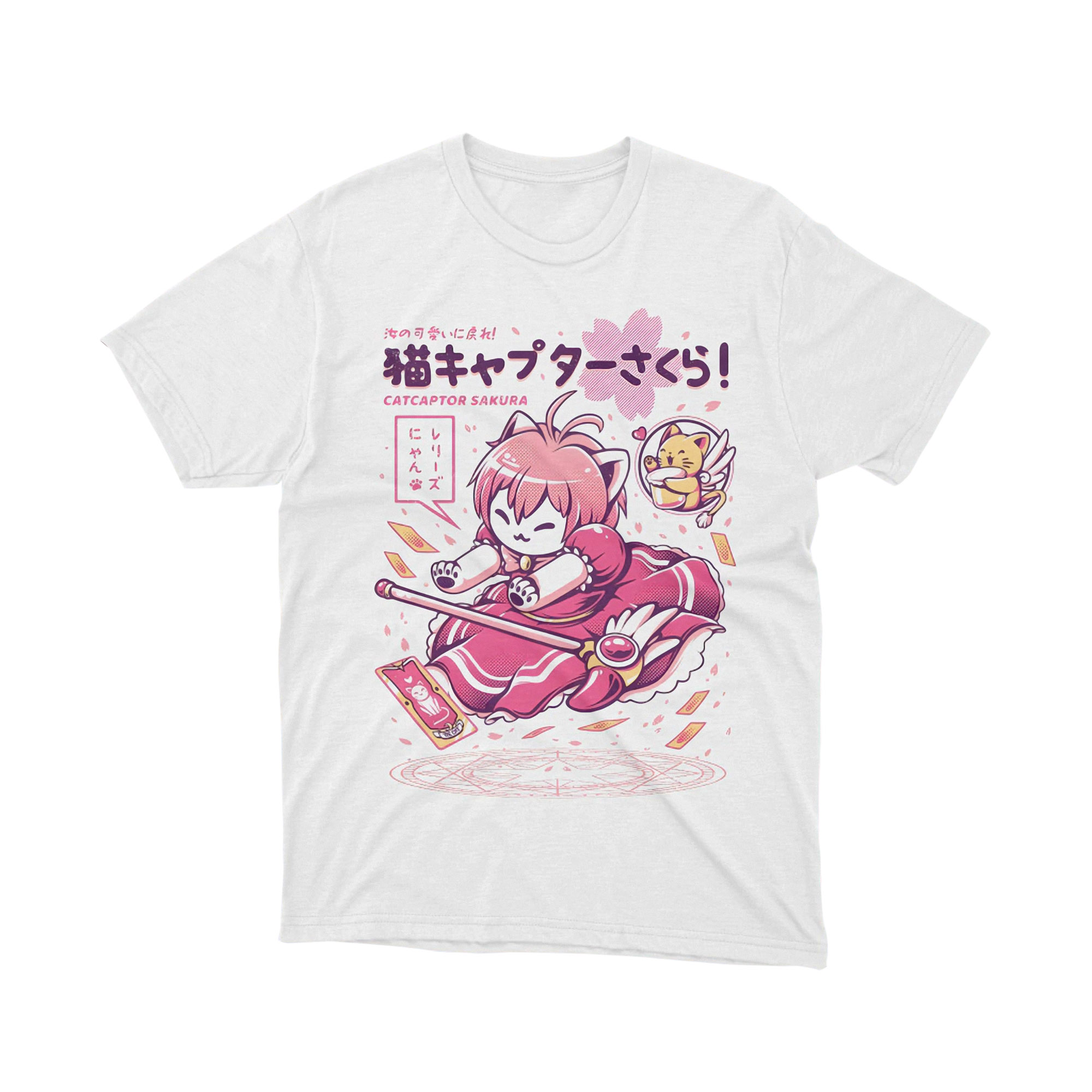 Cardcaptor Sakura Cat Cosplay Kawaii Magic Girl Kero Cute White Pink T Shirt