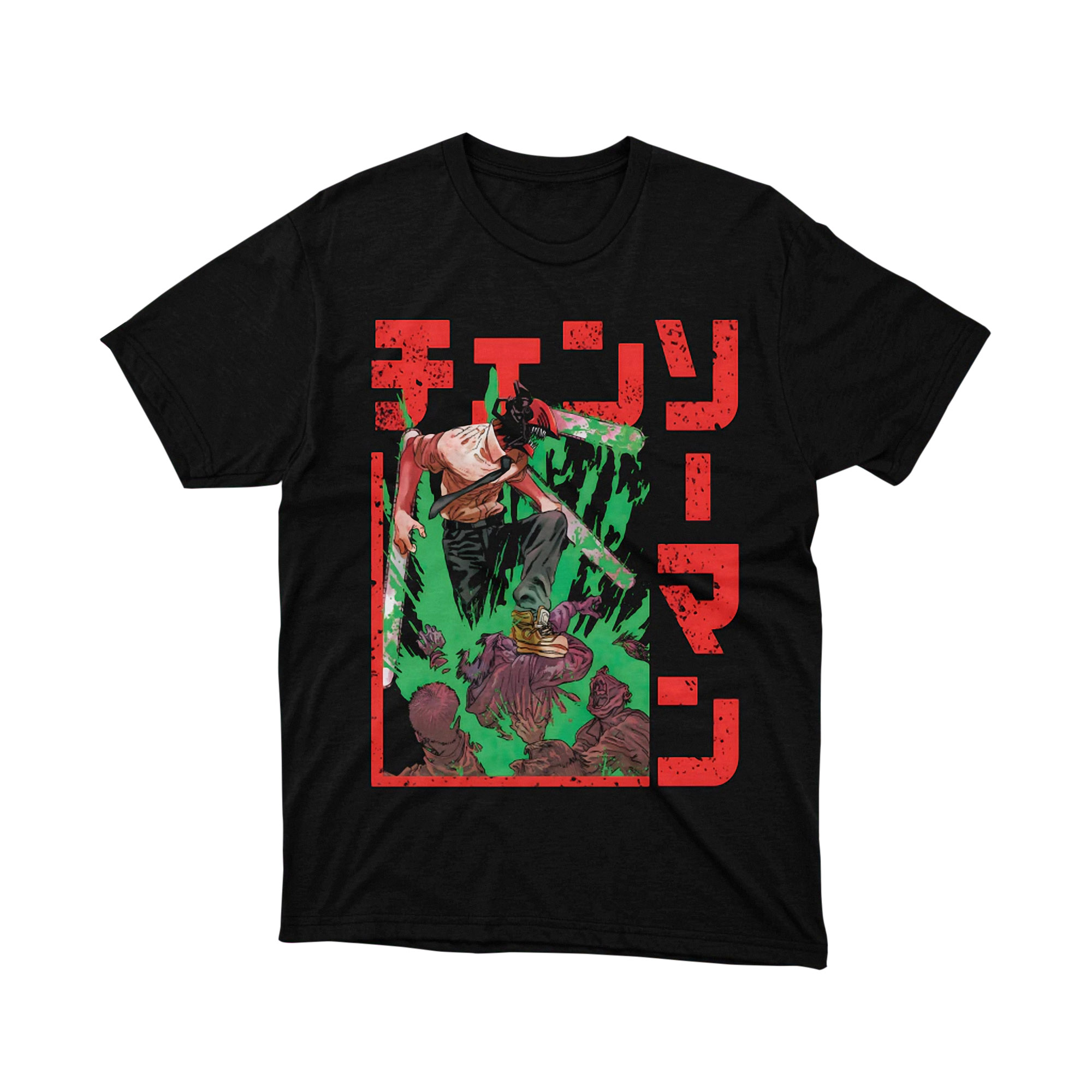 Chainsaw Man Green Blood T Shirt Anime Graphic Tee Unisex Manga Shirt for Fans Cool Gift Idea