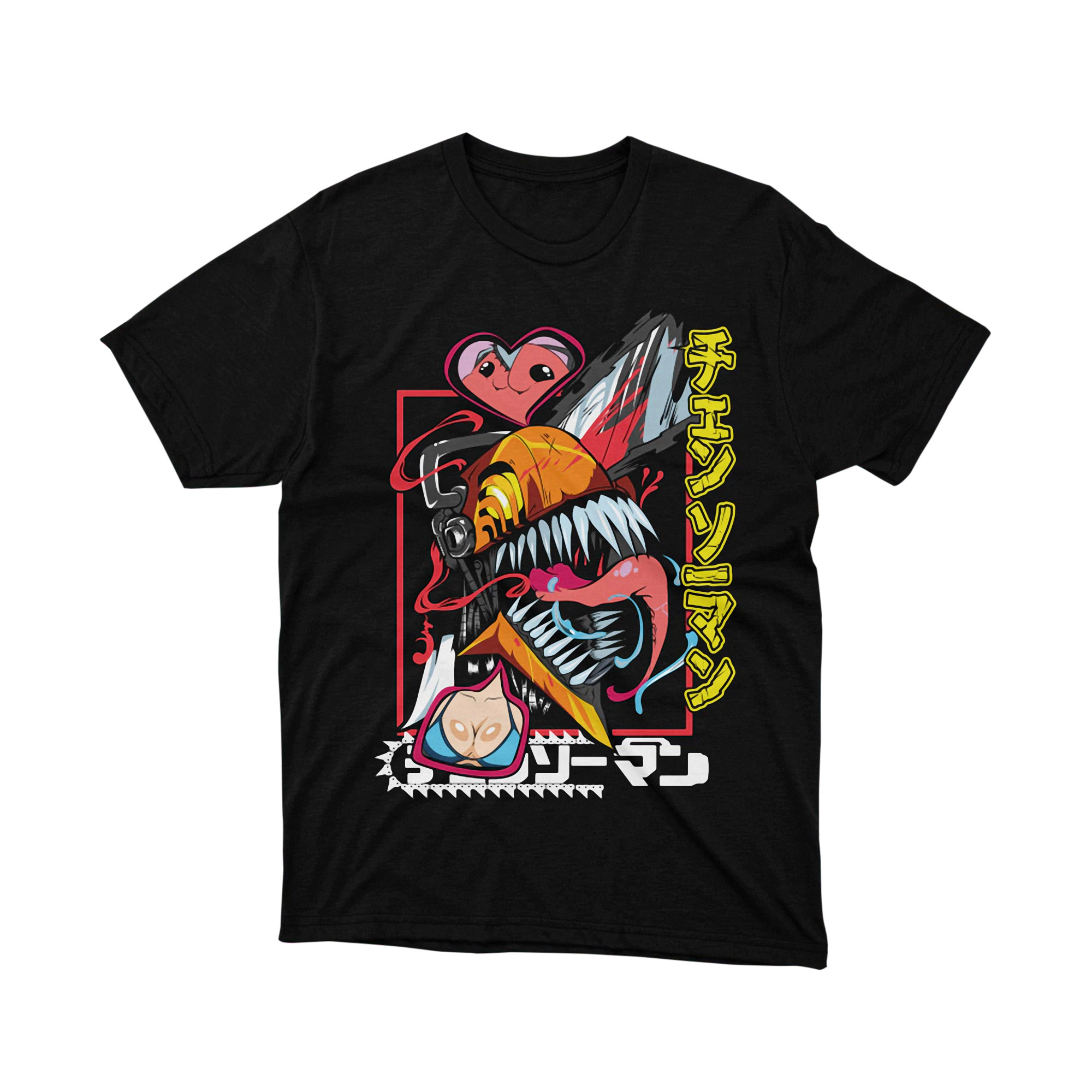 Chainsaw Man Pochita and Denji Art Tee Unisex Anime Graphic Shirt Japanese Cartoon Gift for Fans