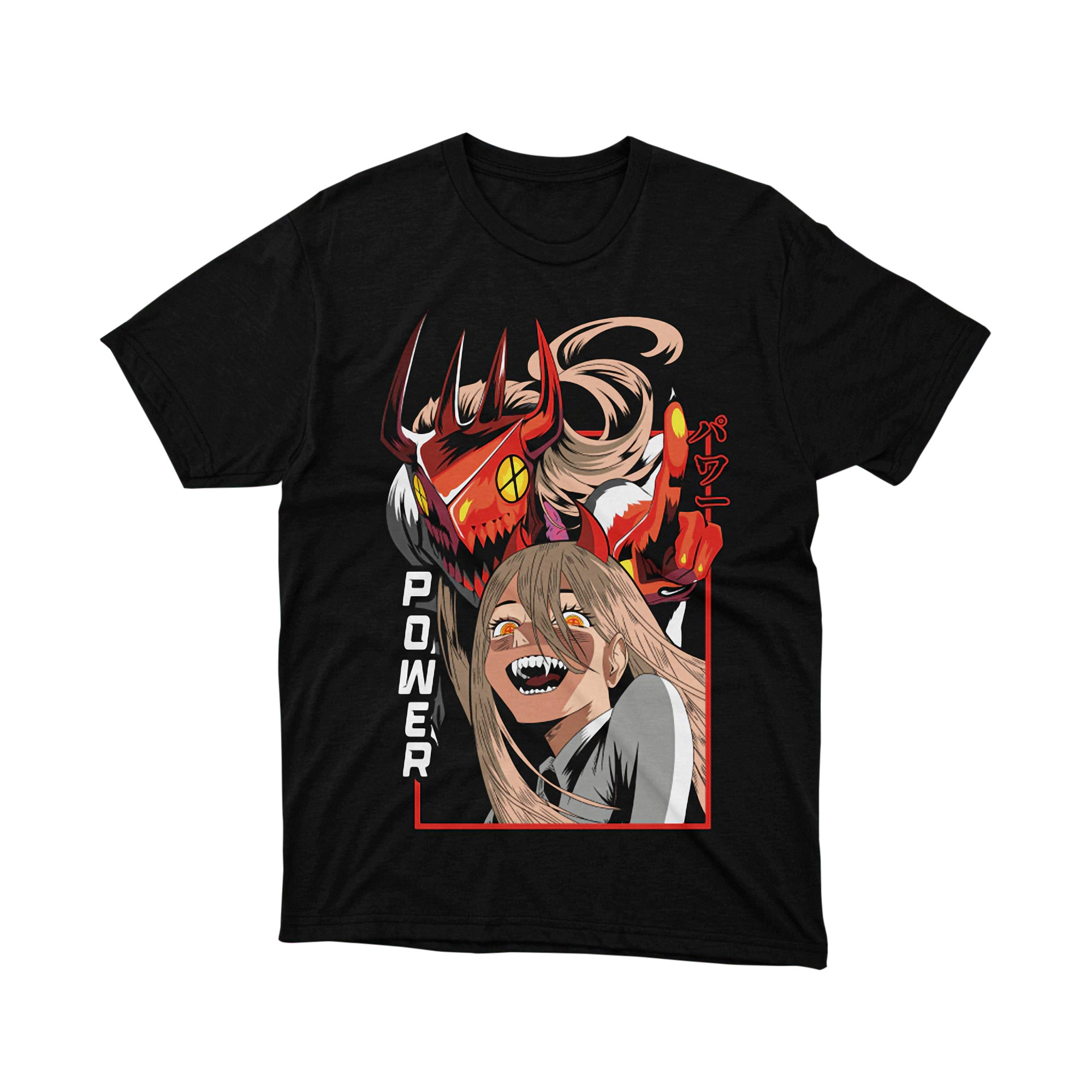 Chainsaw Man Power Fiend Anime T Shirt Devil Horns Red Monster Girl Graphic