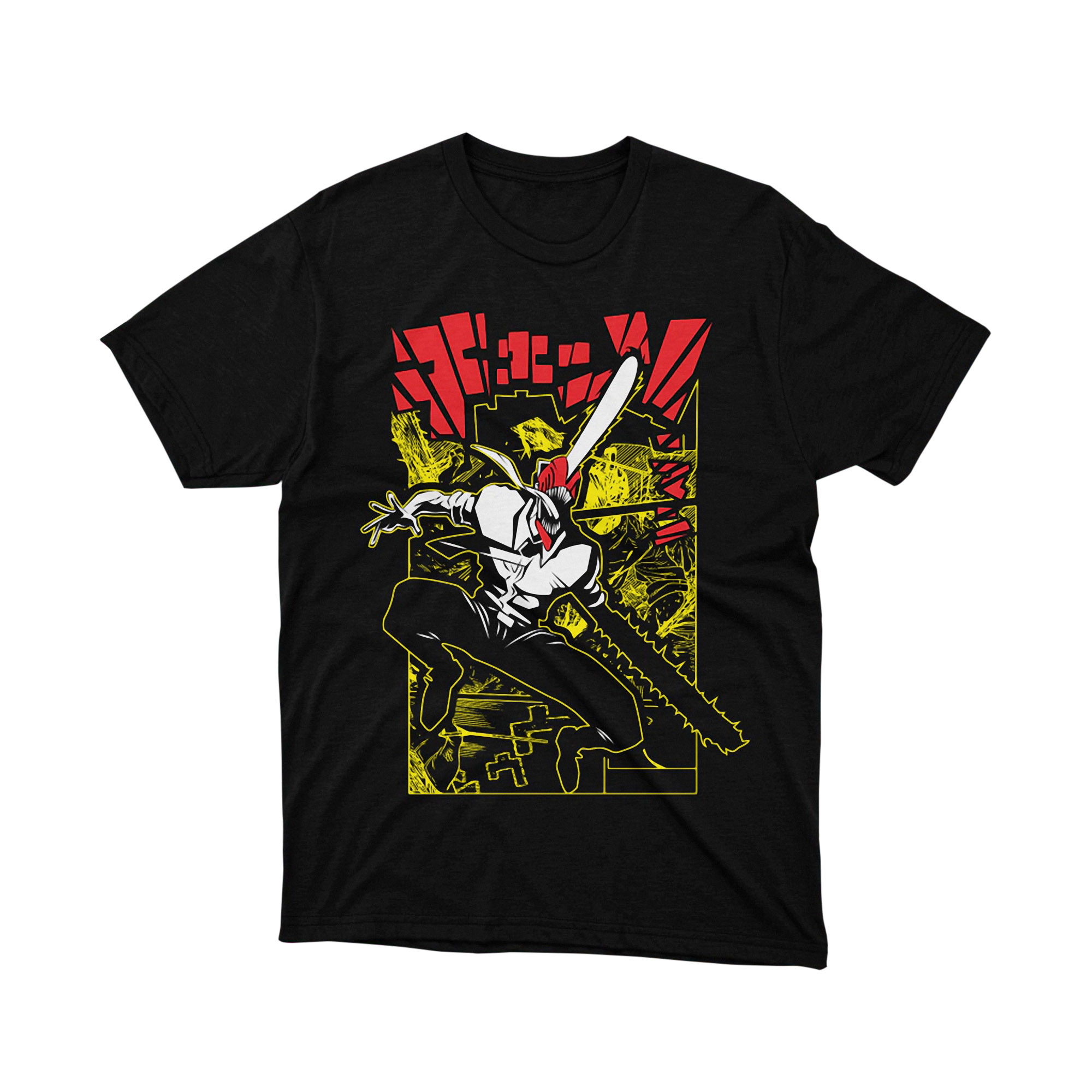 Chainsaw Skull Art T Shirt Japanese Anime Graphic Tee Unisex Gift for Fans