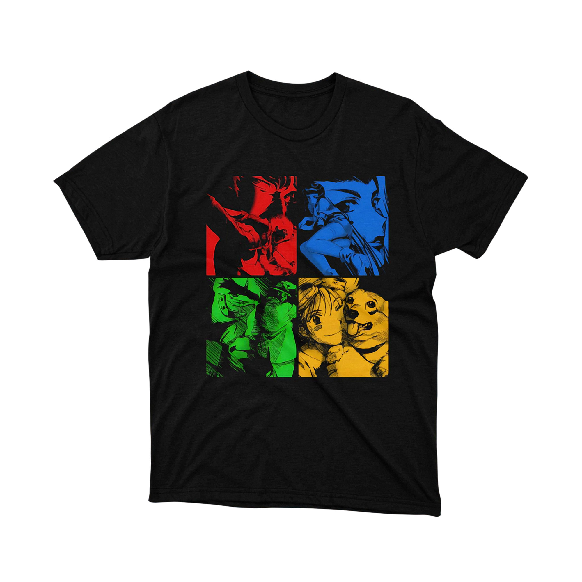 Cowboy Bebop Color Blocks Team Anime T Shirt Character Portraits Manga Square