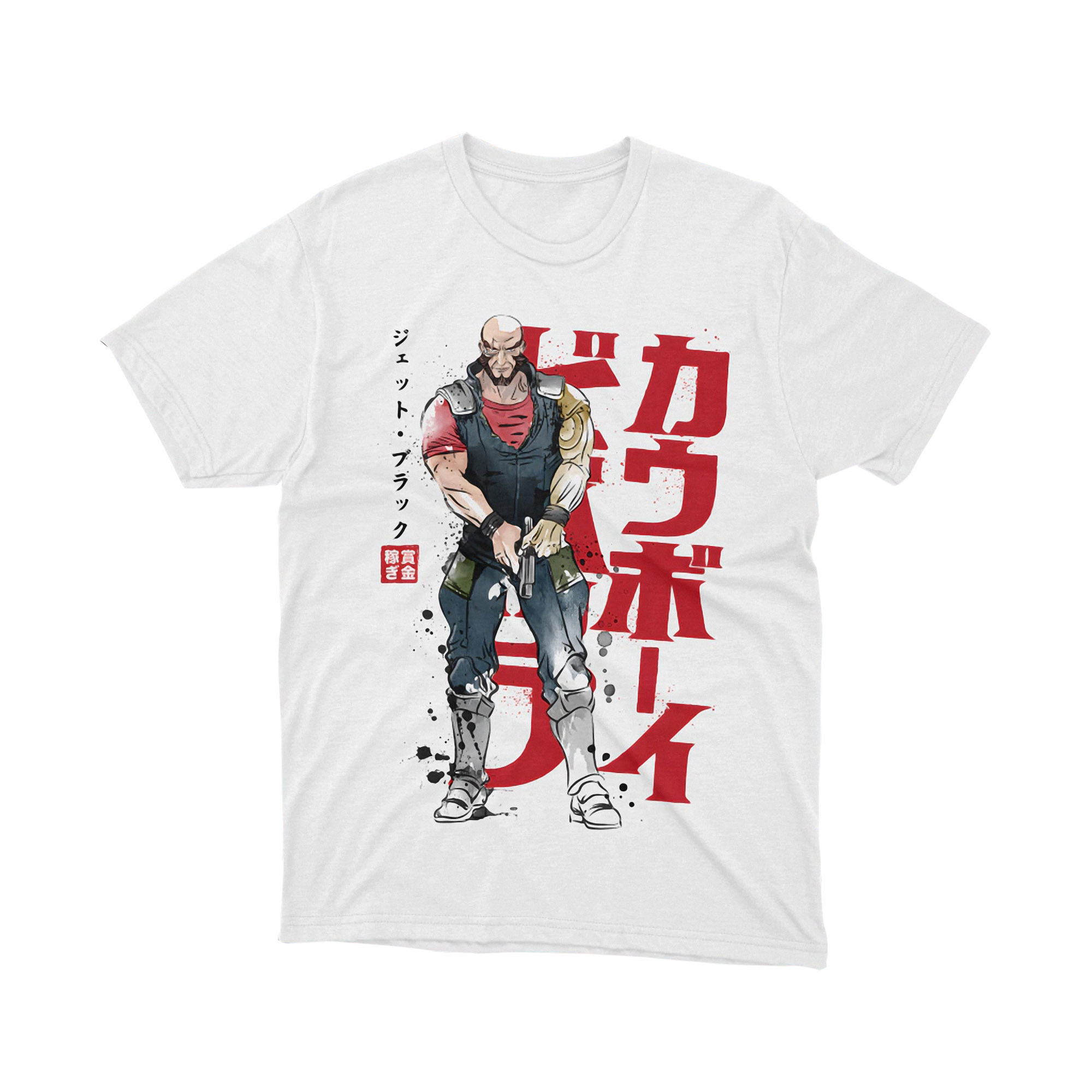 Cowboy Bebop Jet Black Anime T Shirt Japanese Logo White Shirt Bounty Hunter