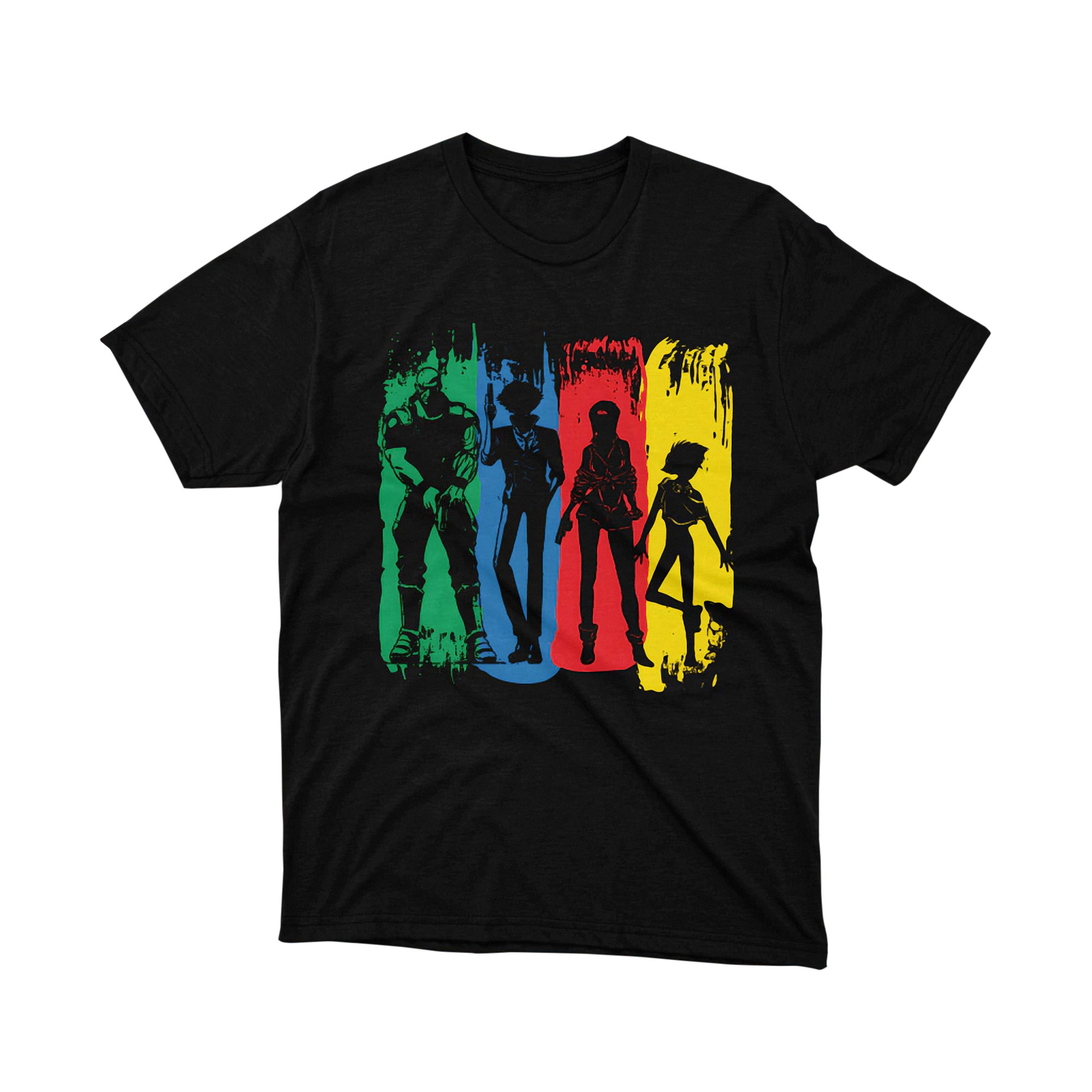 Cowboy Bebop Rainbow Stripes Anime T Shirt Team Silhouette Manga Art
