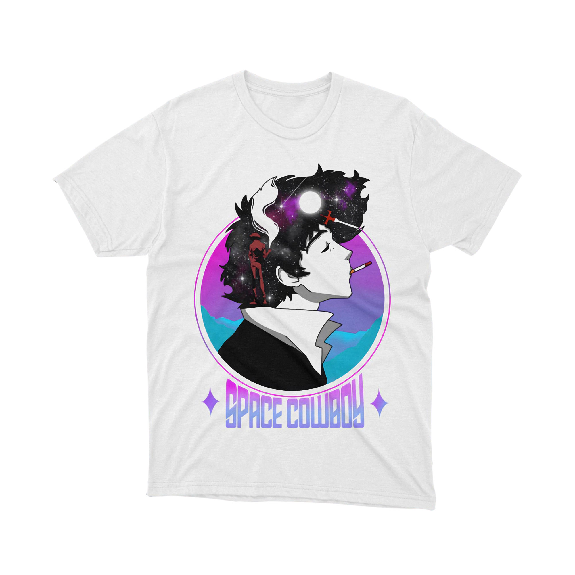 Cowboy Bebop Space Cowboy Retro Anime T Shirt Spike Spiegel Purple Blue Art