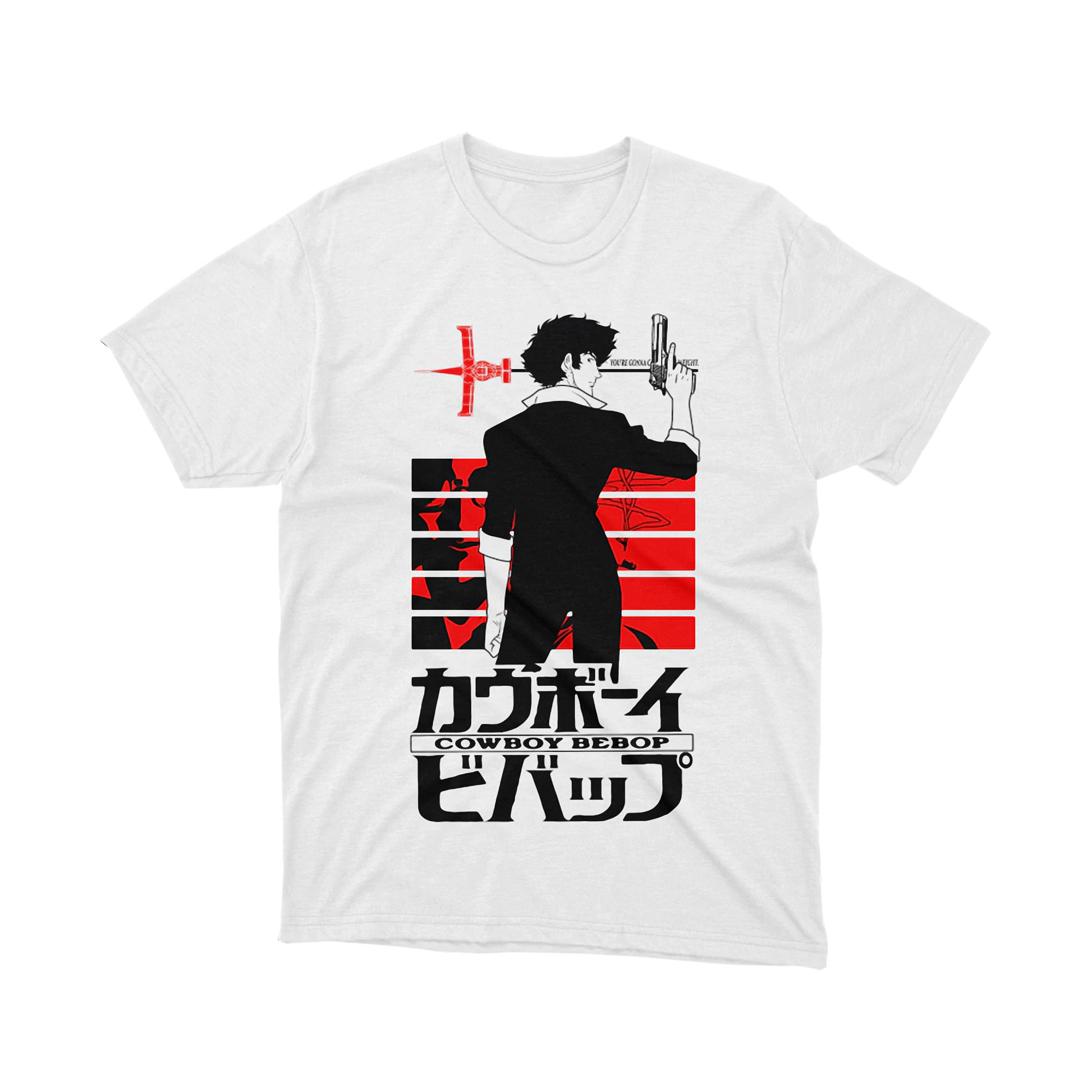 Cowboy Bebop Spike Spiegel Gun Red Stripes Anime T Shirt Team Manga Art