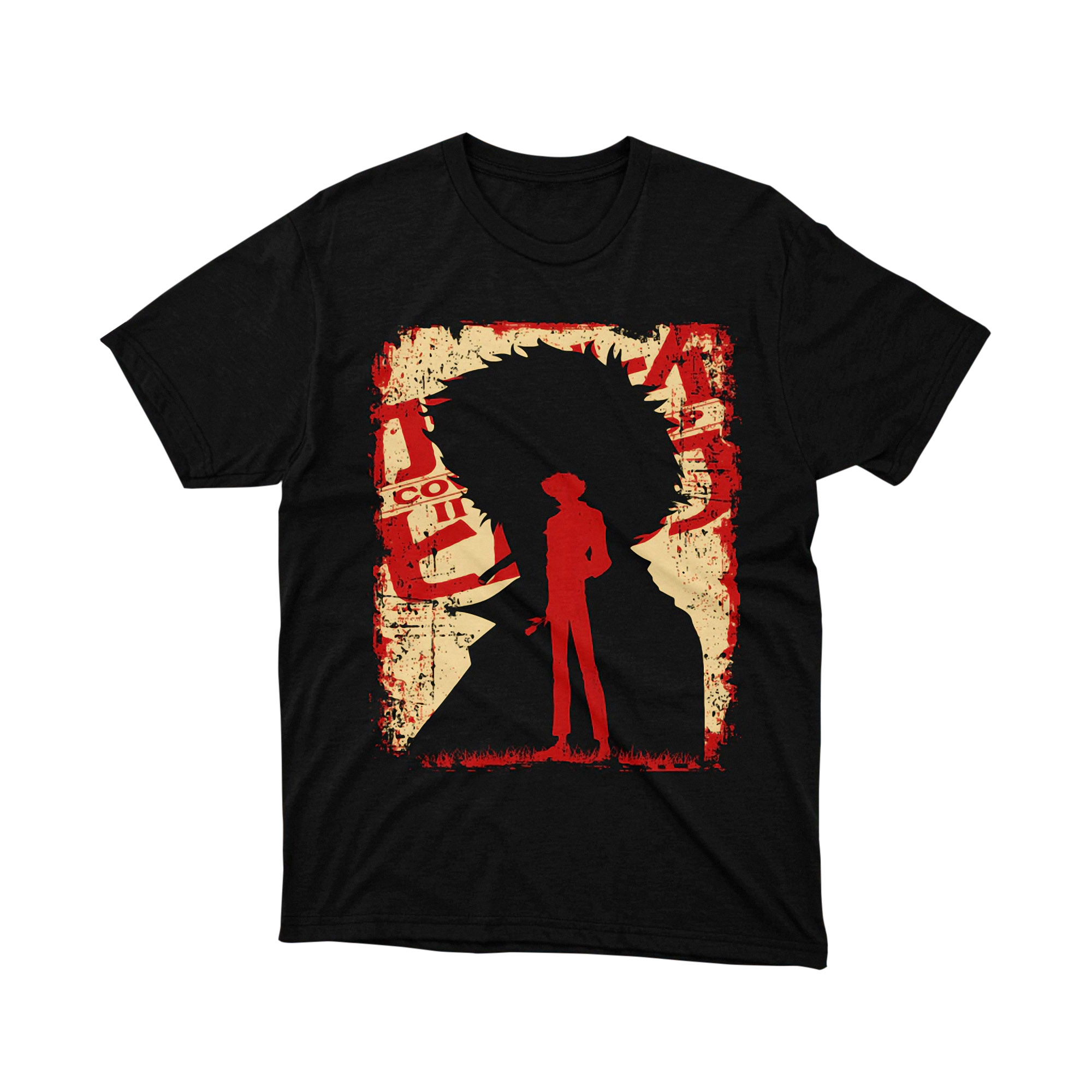 Cowboy Bebop Spike Spiegel Red Poster Anime T Shirt Grunge Vintage Graphic