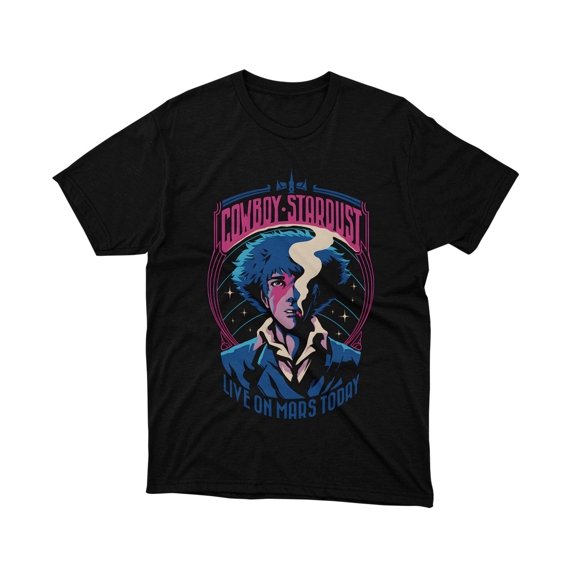 Cowboy Bebop Stardust Live on Mars Anime T Shirt Spike Spiegel Smoke Purple