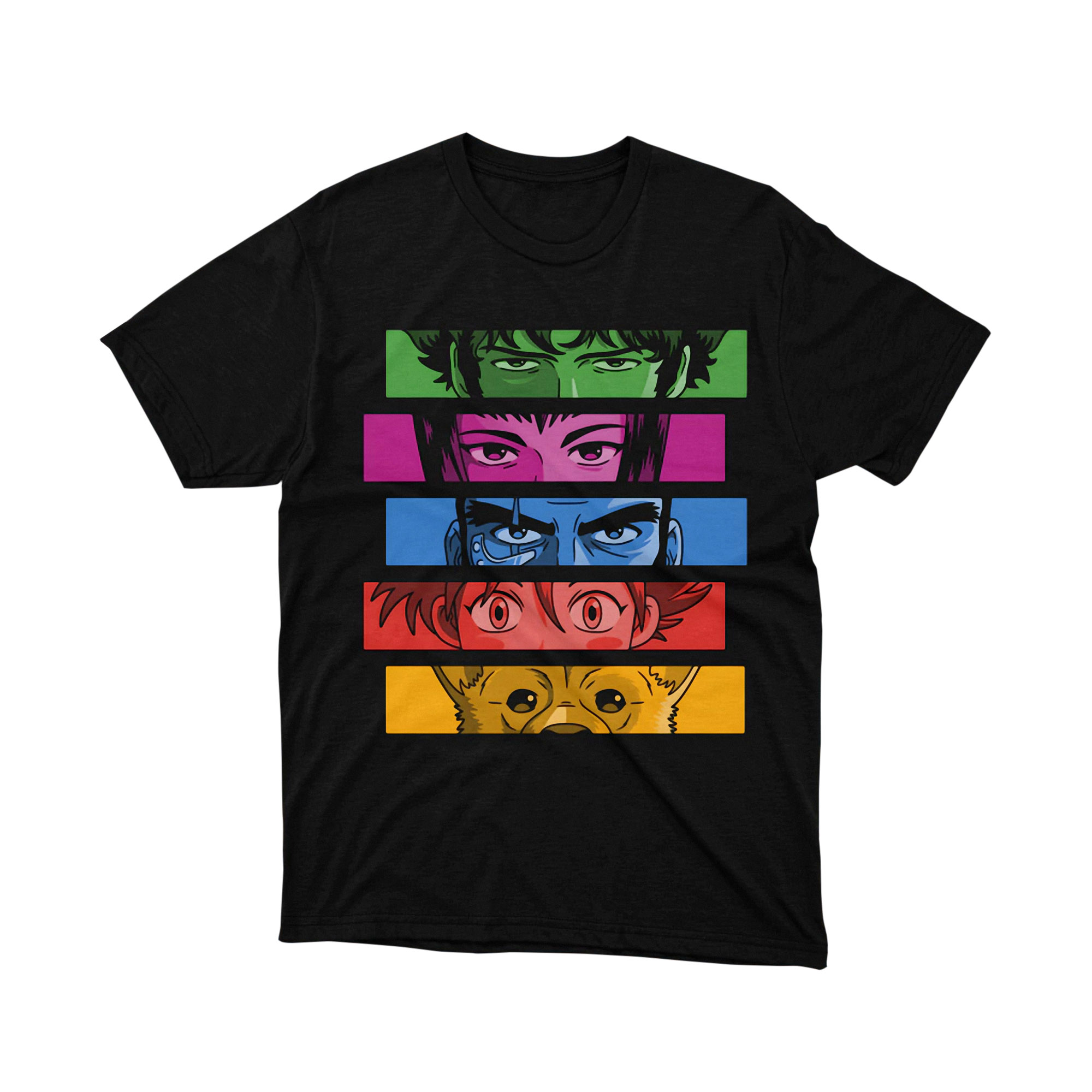 Cowboy Bebop Team Color Eyes Anime T Shirt Character Eyes Rainbow Stripes