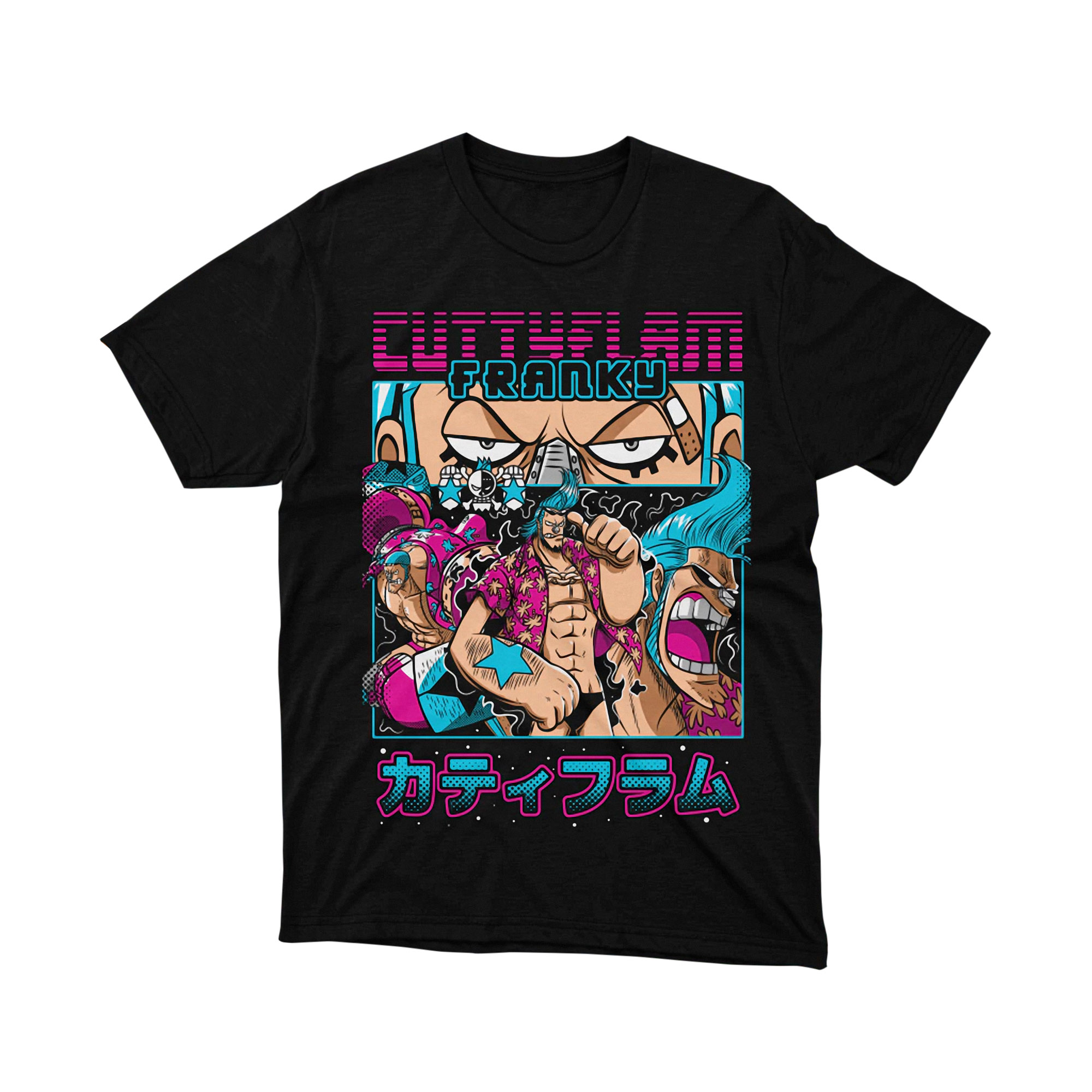 Cutty Flam Franky T Shirt, Super Anime Robot Graphic Tee, One Piece Mechanic Pirate Crew Shirt for Men and Women, Otaku Gift