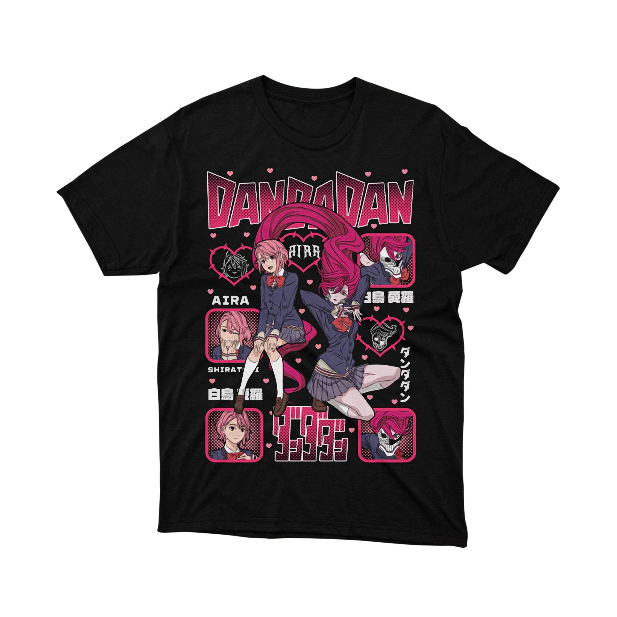 Dandadan Aira Shiratori Pink Hair Girl Anime T-Shirt, Japanese School Uniform Manga Tee