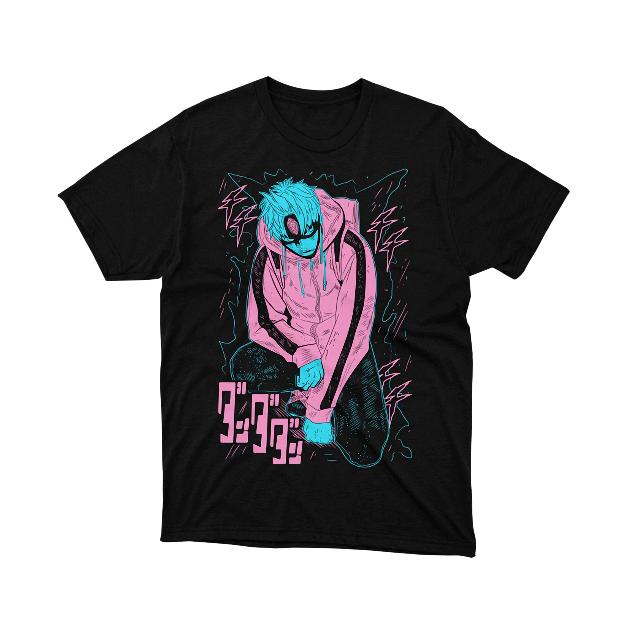 Dandadan Blue Punk Hoodie Boy Anime T-Shirt, Japanese Aesthetic Manga Street Tee