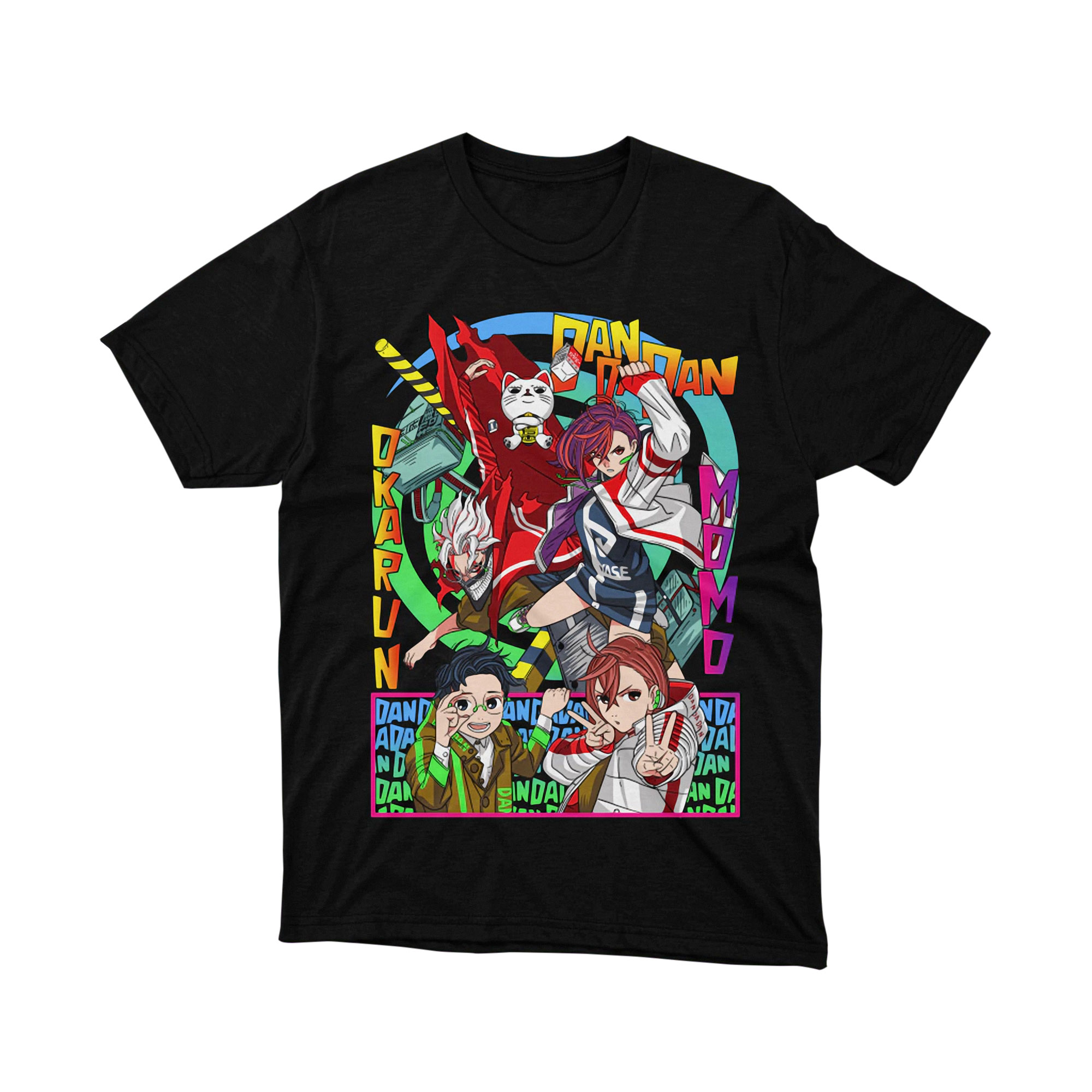 Dandadan Colorful Manga Character Cast Anime T-Shirt, Japanese Supernatural Fan Top
