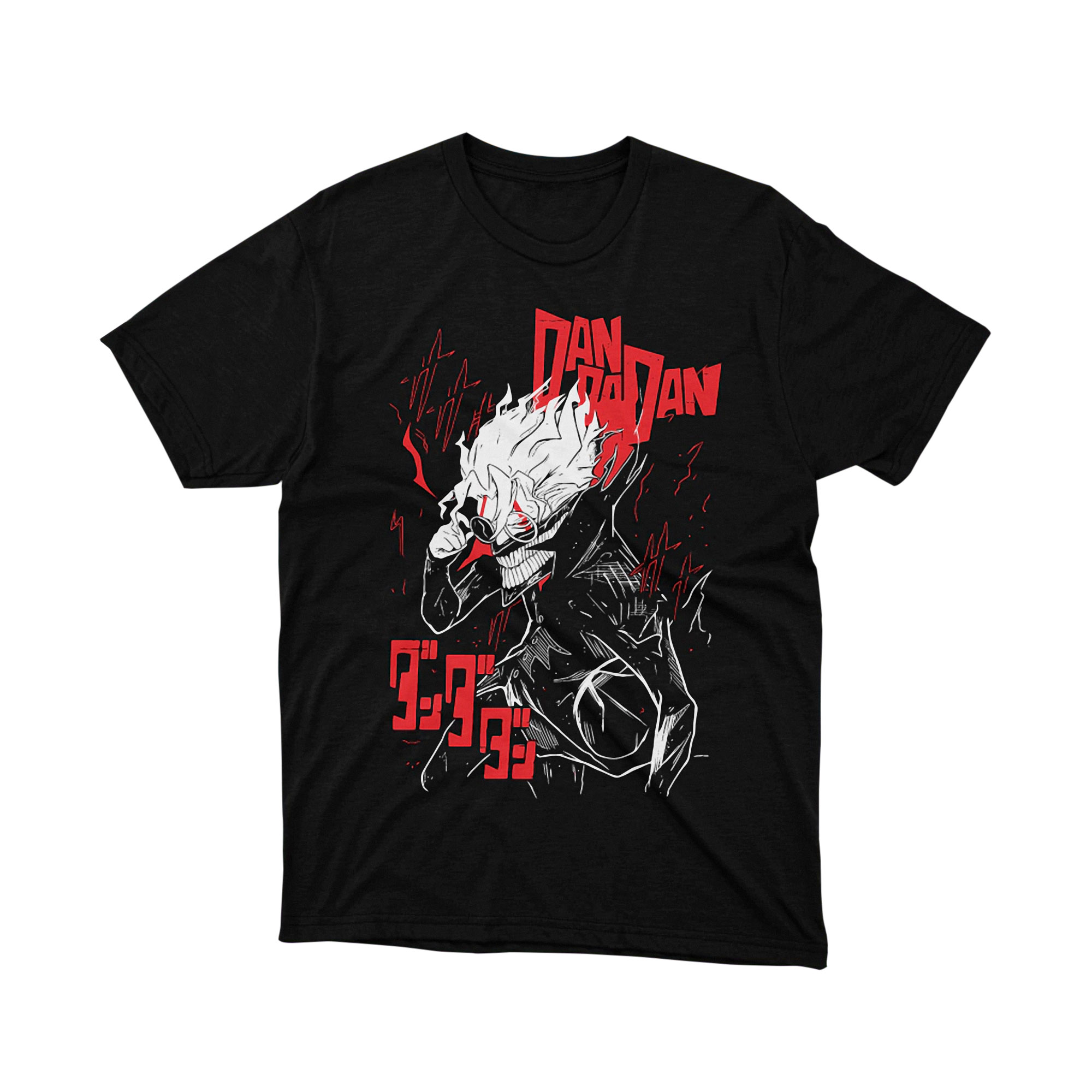 Dandadan Electric Villain Anime T Shirt Character Face Flame Red Manga