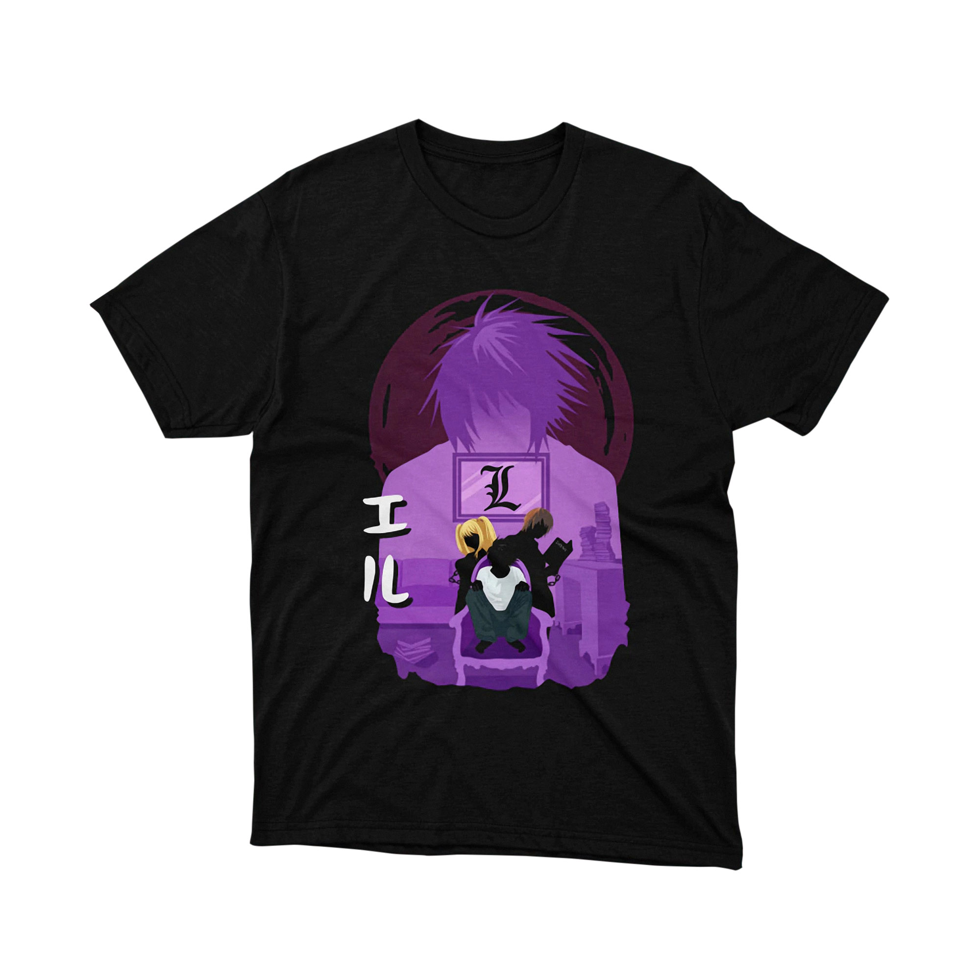 Death Note L Character Computer Scene Purple Minimalist Anime T Shirt