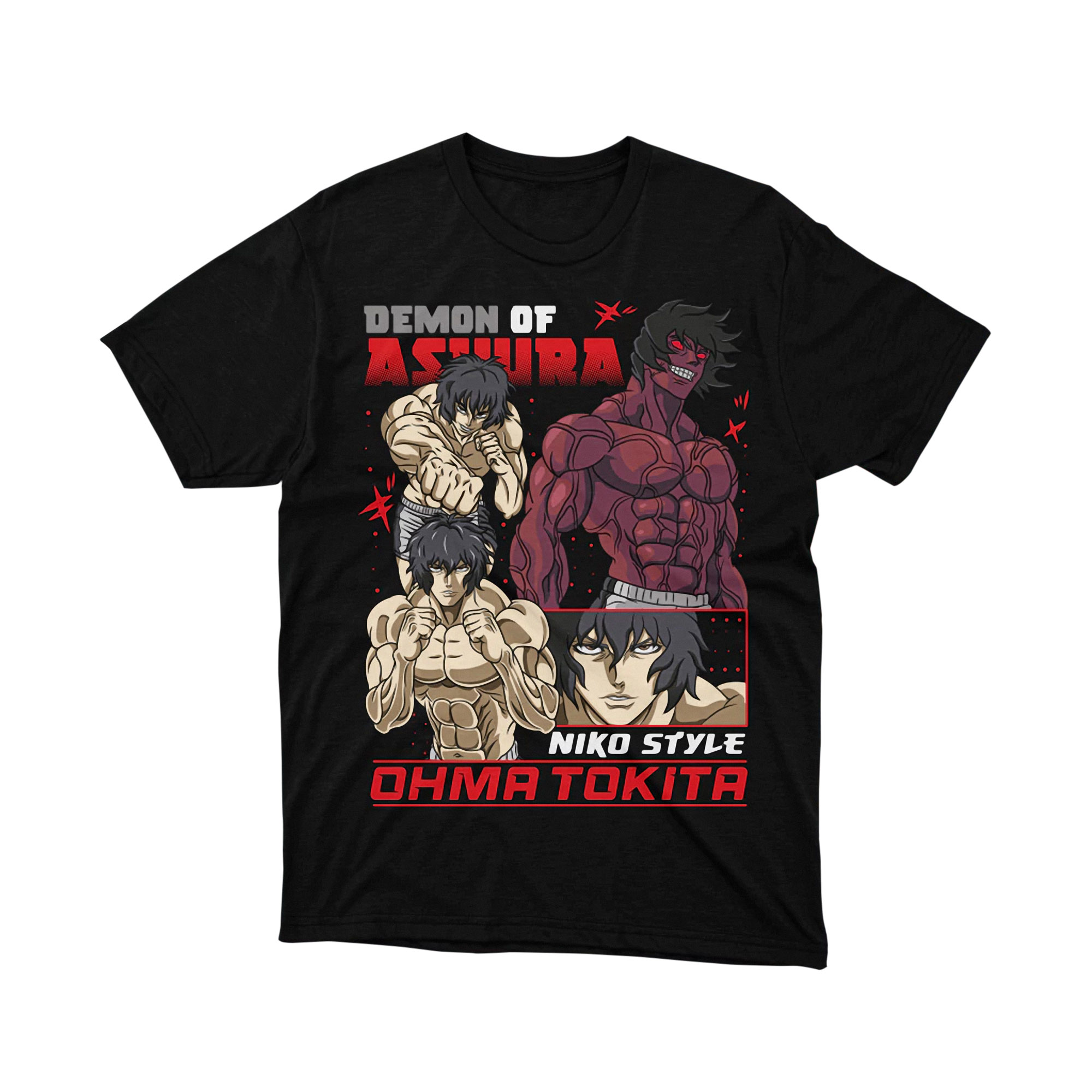 Demon of Ashura Ohma Tokita Niko Style T-Shirt Kengan Ashura Anime Fighter Graphic Martial Arts Tee