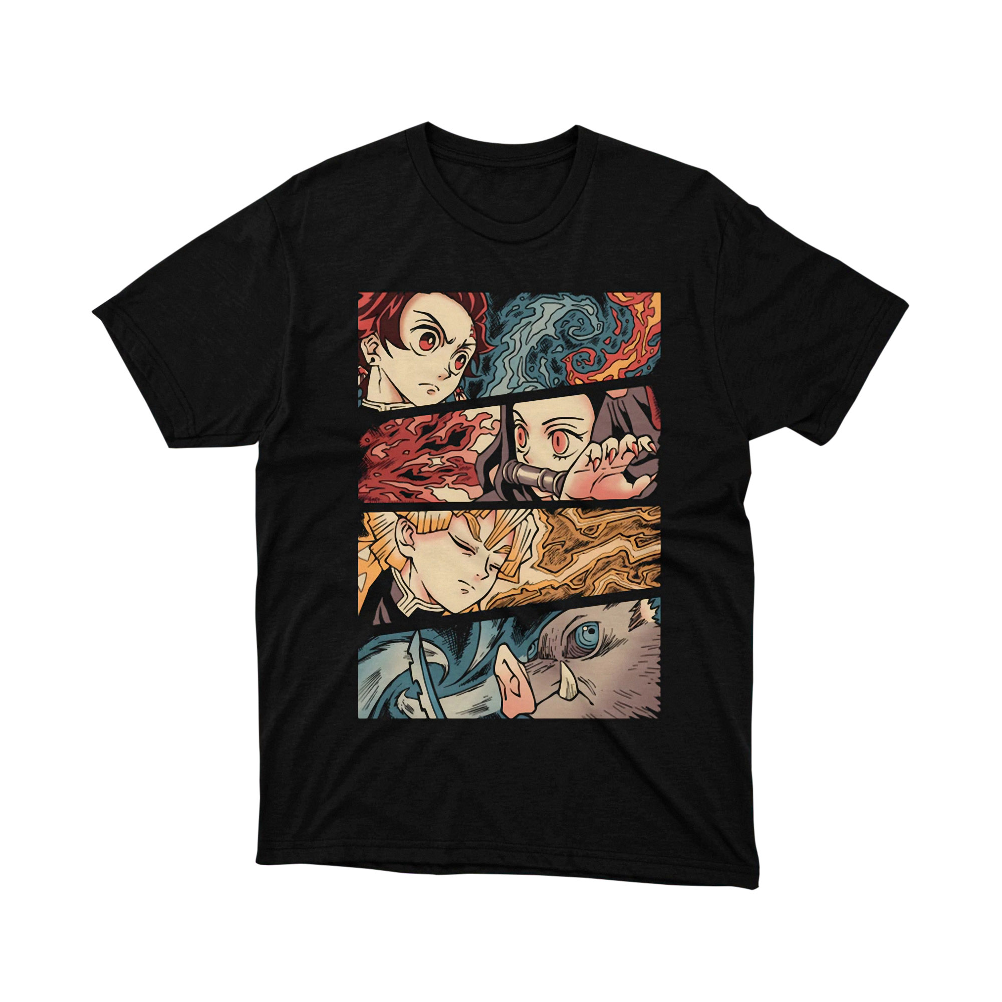 Demon Slayer Hashira Squad Black and White Anime T Shirt Otaku Fan Gift