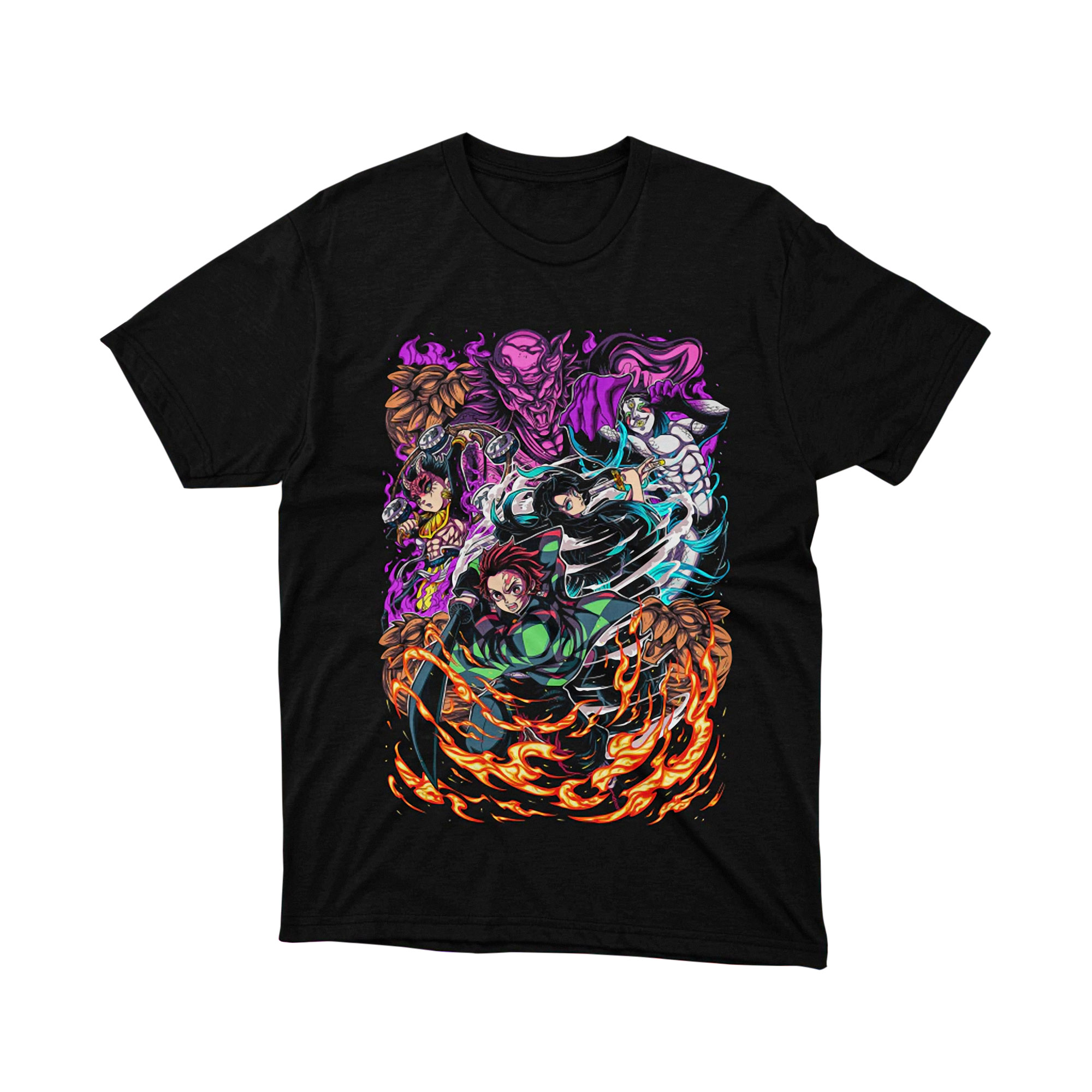 Demon Slayer Team Battle Scene Anime Graphic T Shirt Unique Otaku Streetwear