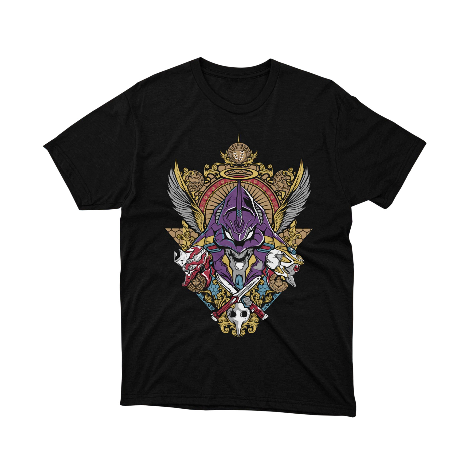 Eva Unit 01 Ornate Crest Graphic T Shirt Neon Genesis Evangelion Anime Tee