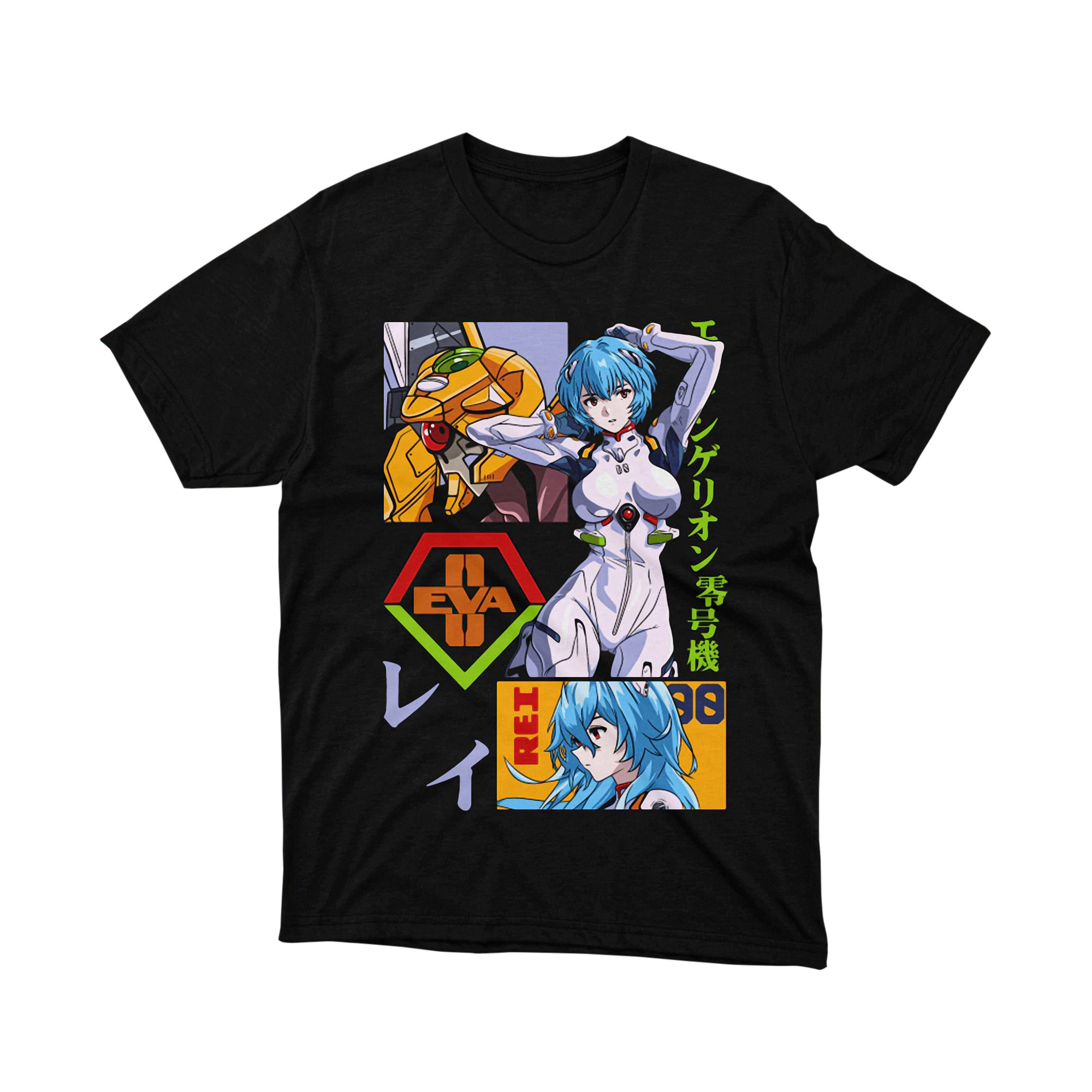 Evangelion Rei Ayanami and Eva Unit 00 Japanese Streetwear Anime T Shirt